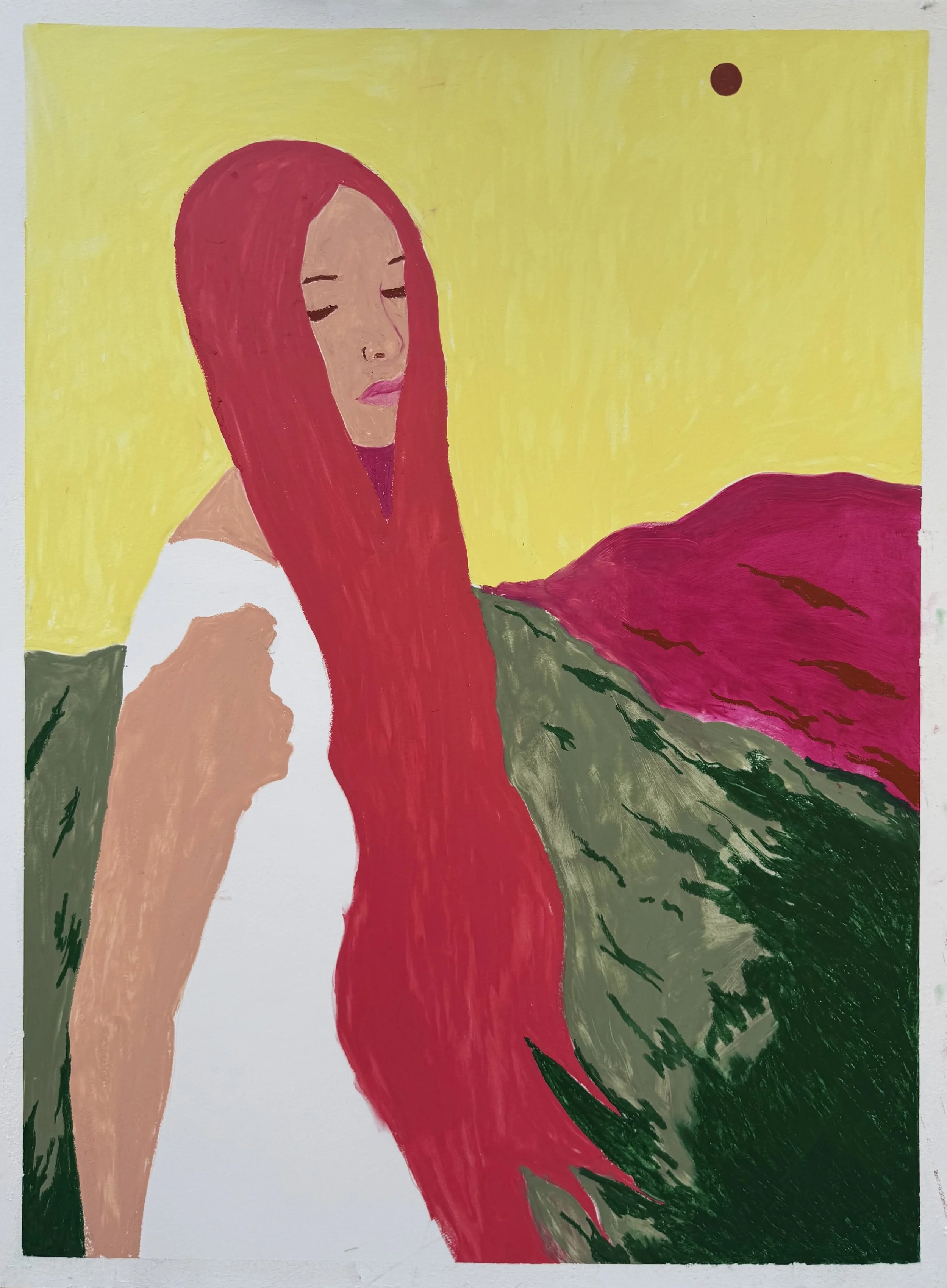 "red hair woman in mountains" 30x40 $250