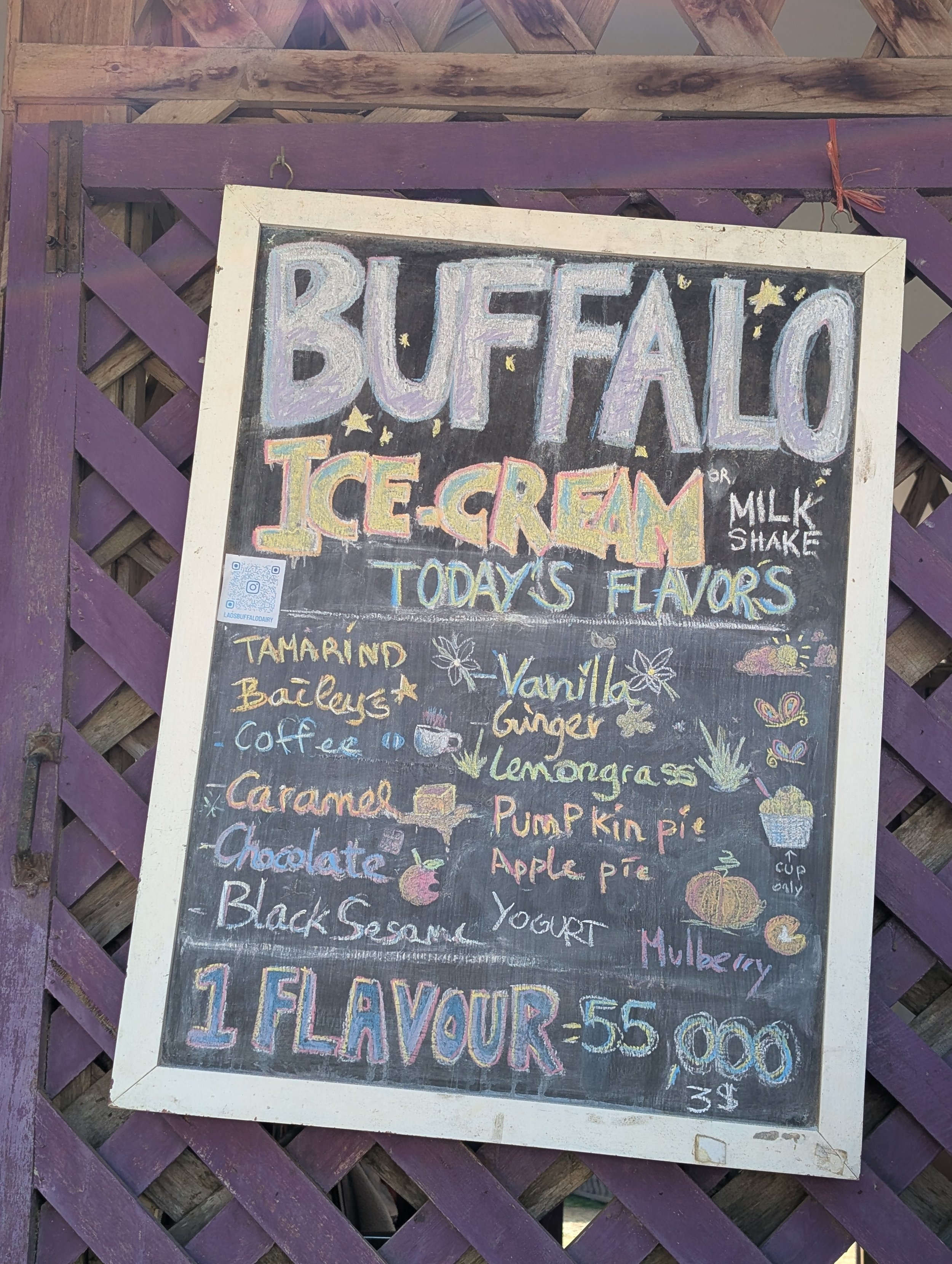 Menu at Buffalo Ice Cream Shop