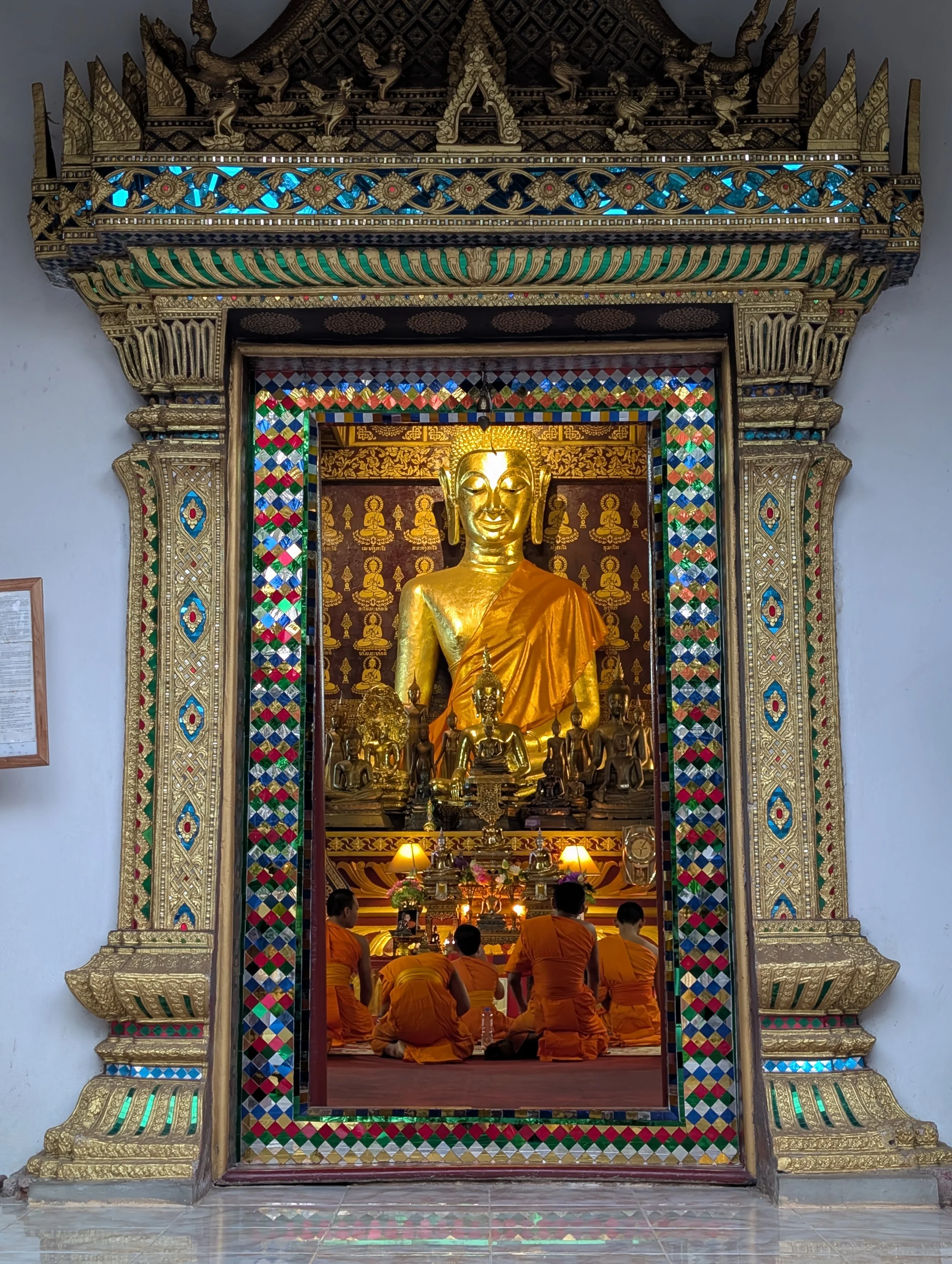 Monks praying at Wat Choum Khong Sourin Tharame