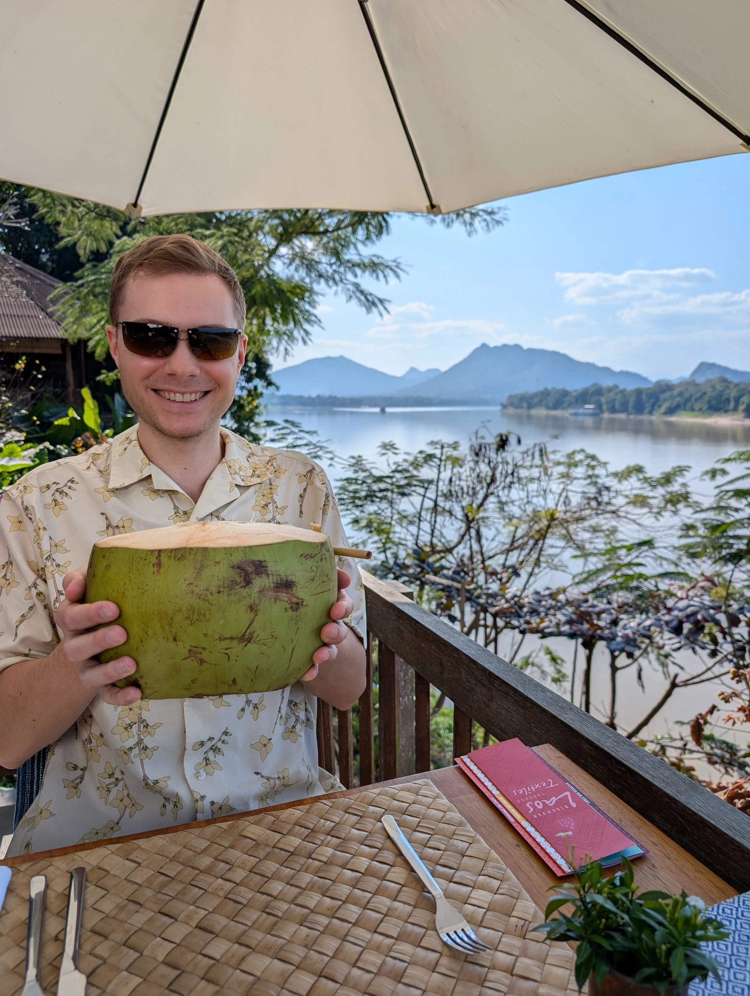 Fresh coconut by the Mekong
