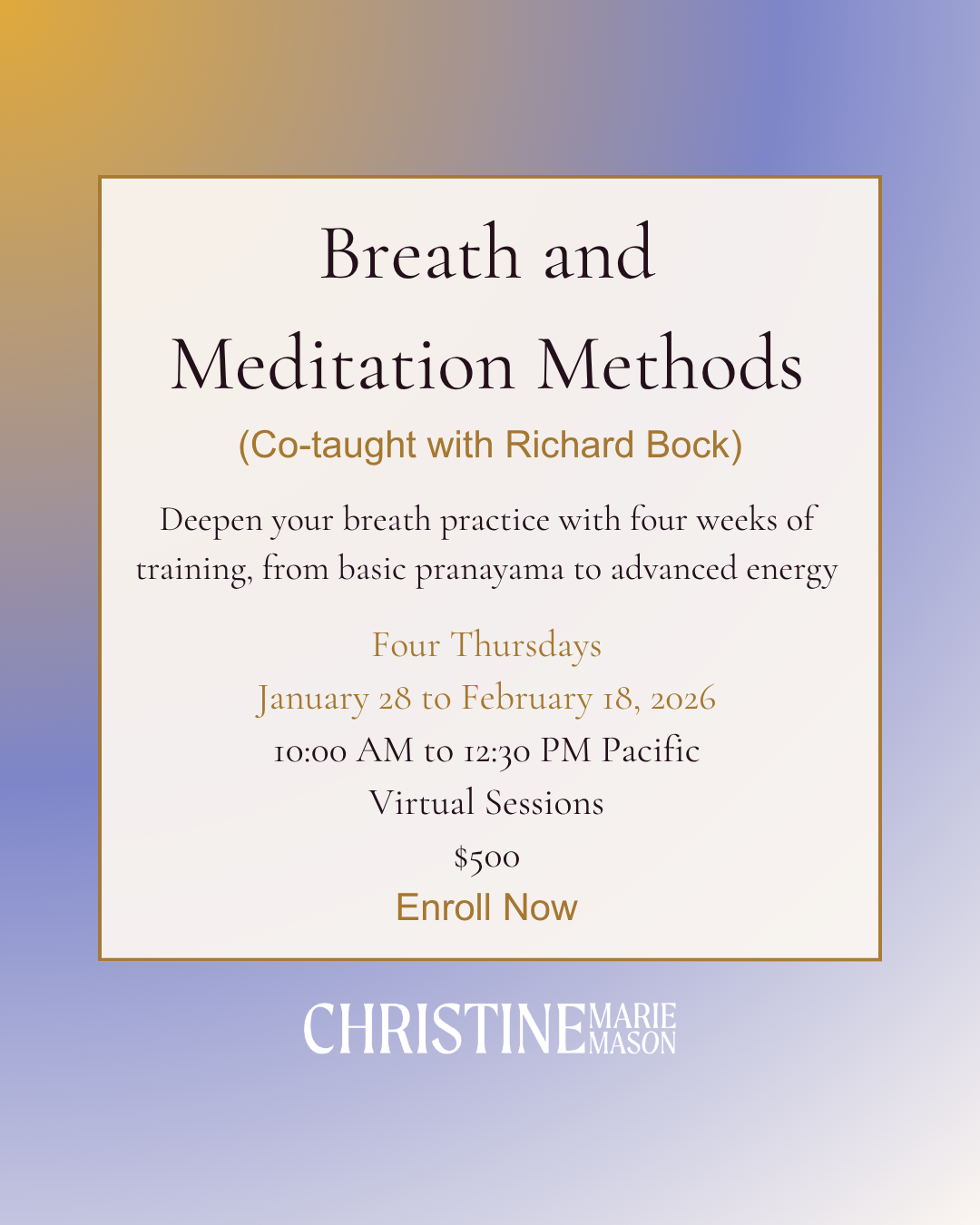 Breath and Meditation Methods course