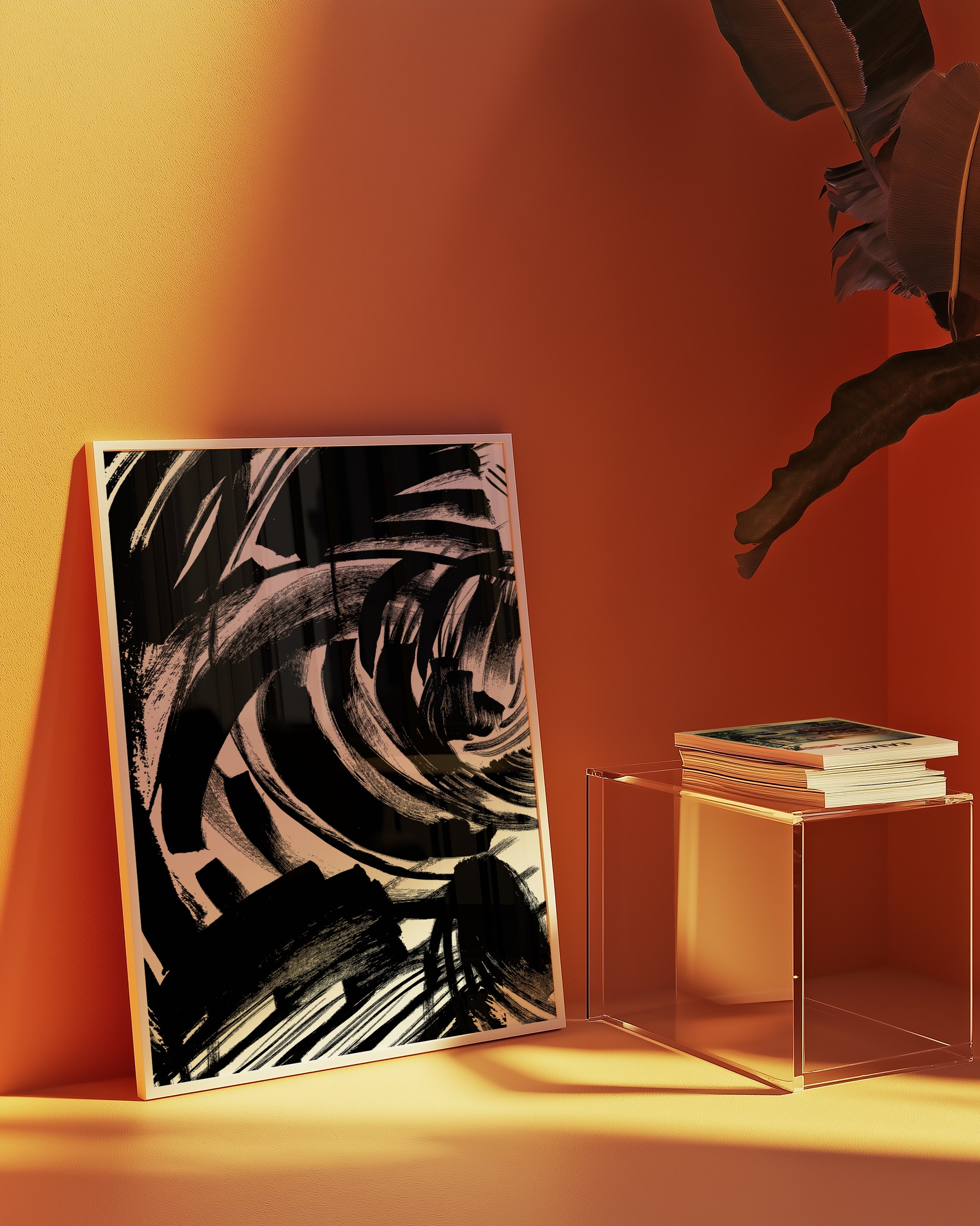 Mark Made Abstract Ink Art Orange Background by Aimee Kent.jpg