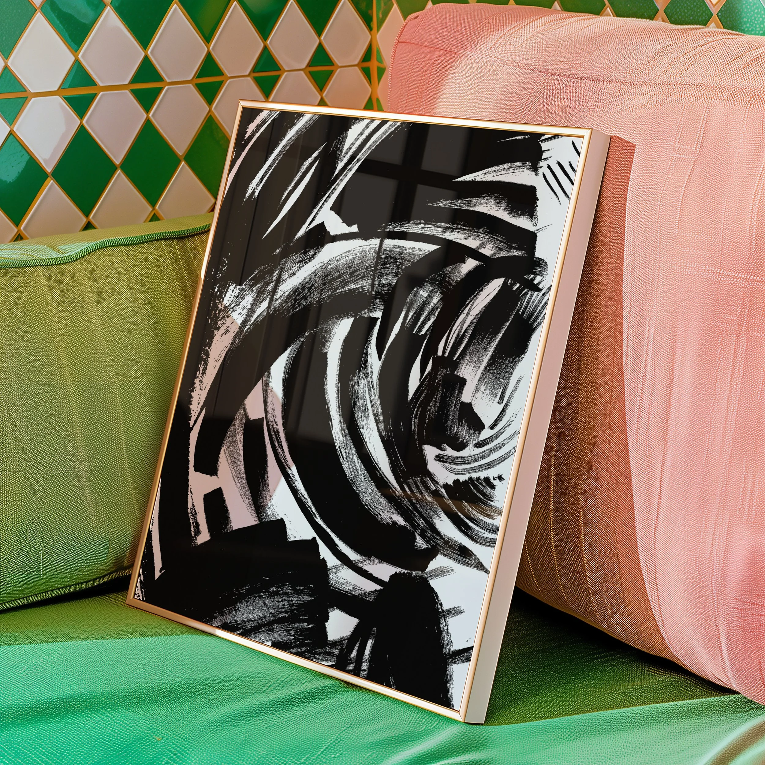 Abstract Composition Black & White 8" x 11" Giclée Art Print — Bold Brushstroke Wall Art