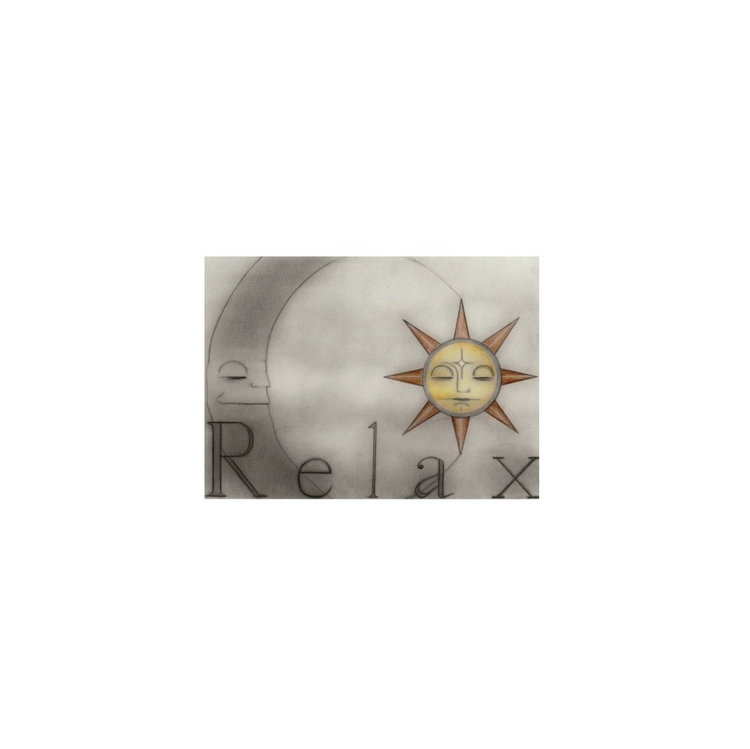 A relaxing art print featuring a unique sun and moon design.