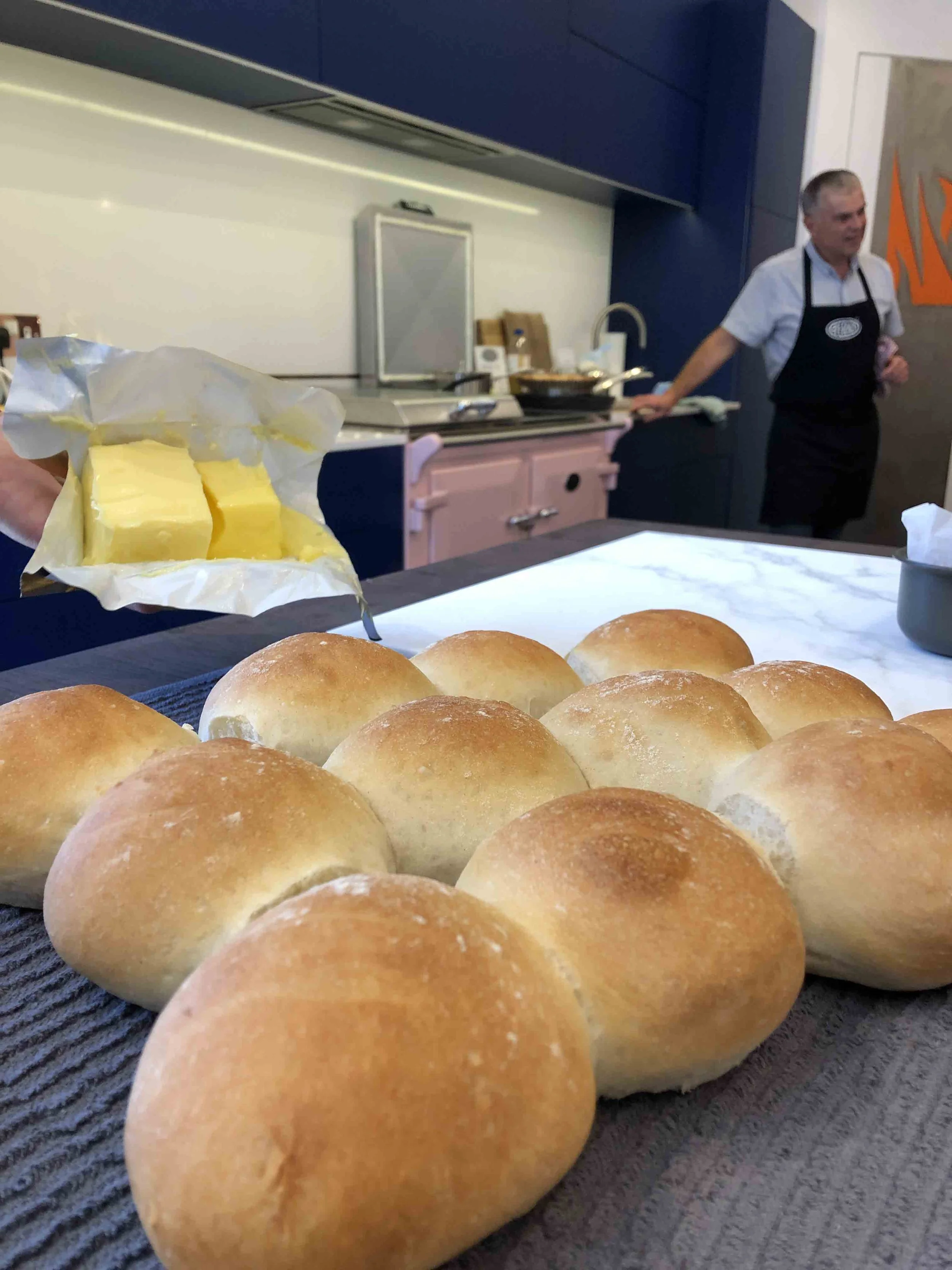 Fresh bread rolls at the Everhot demonstration at Kernow Fires