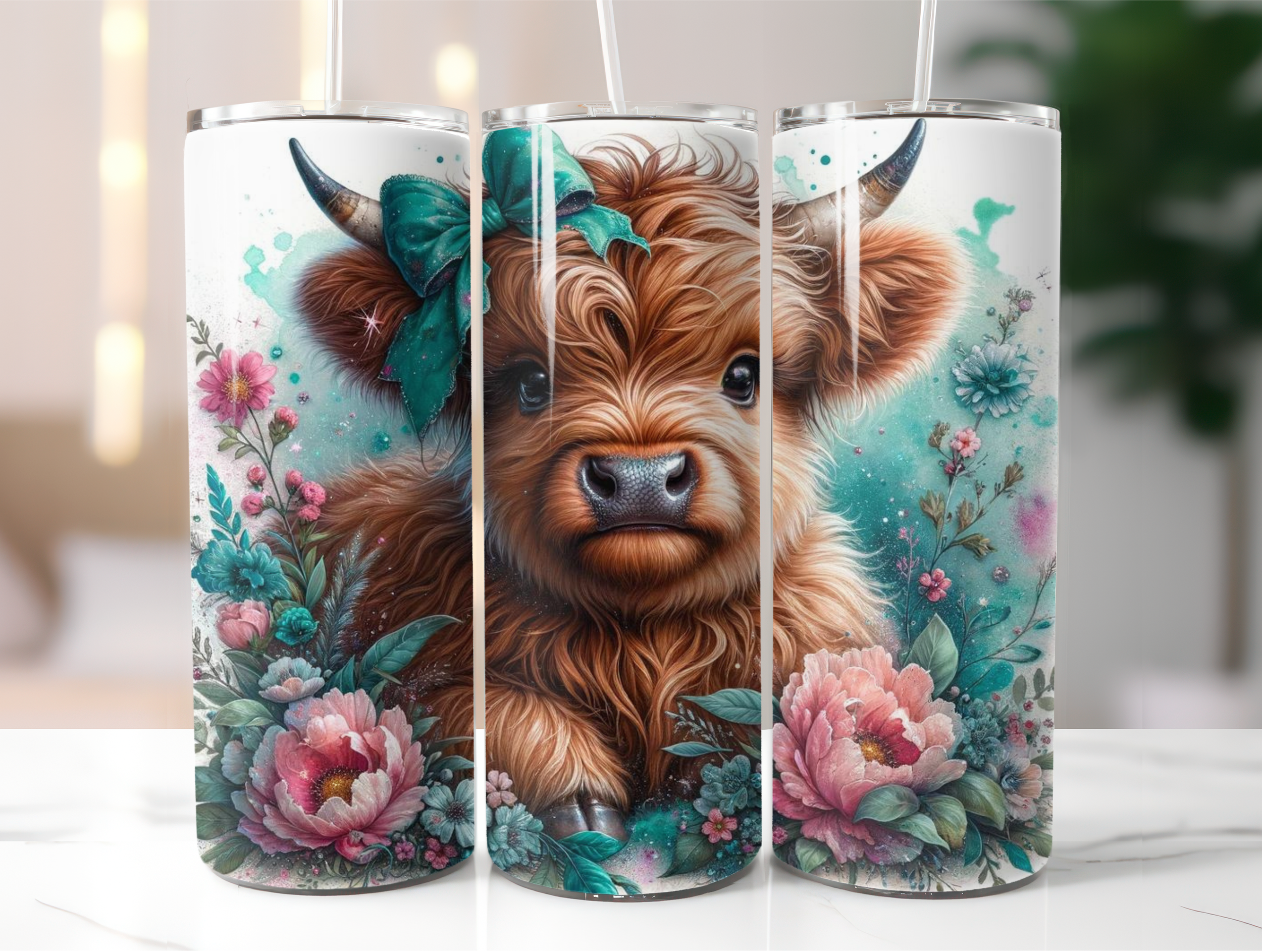 Bright highland cow tumbler