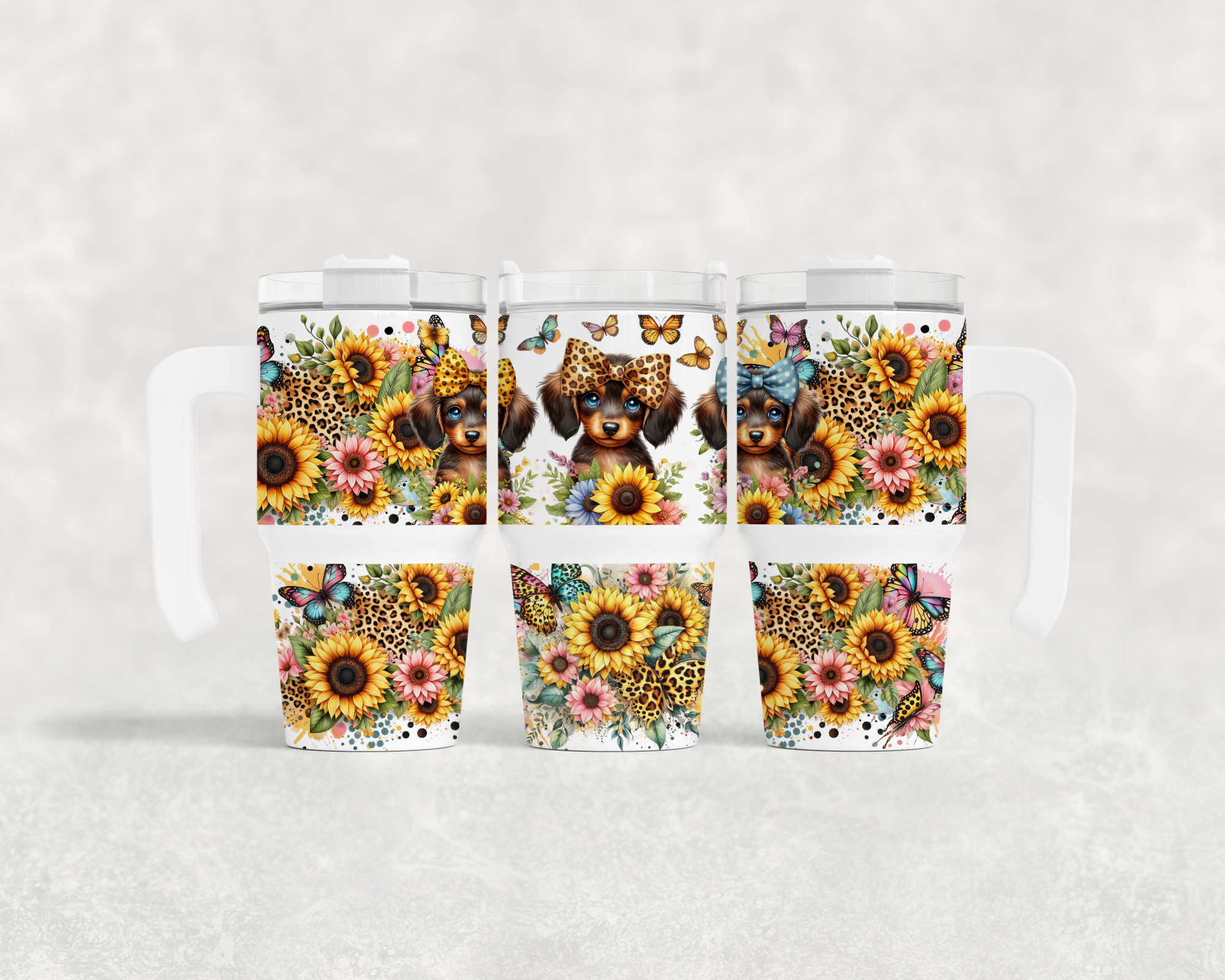 Sunflower sausage dog tumbler