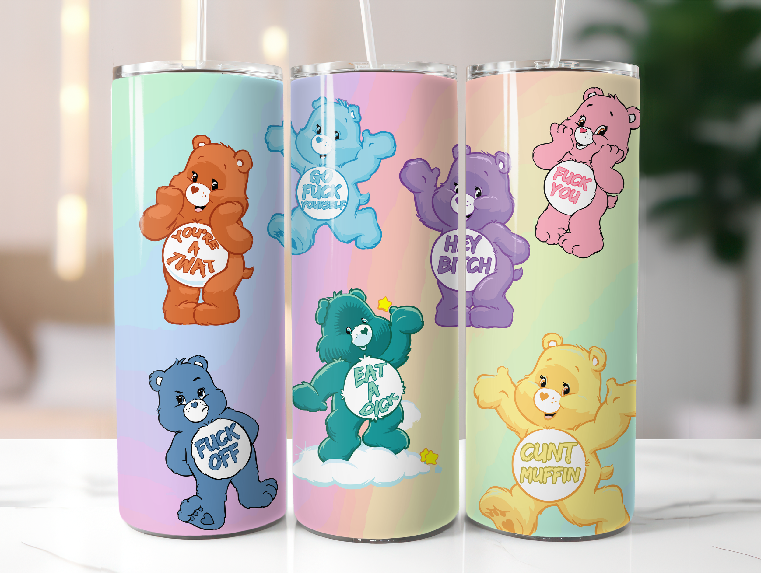 bright naughty swear bears tumbler