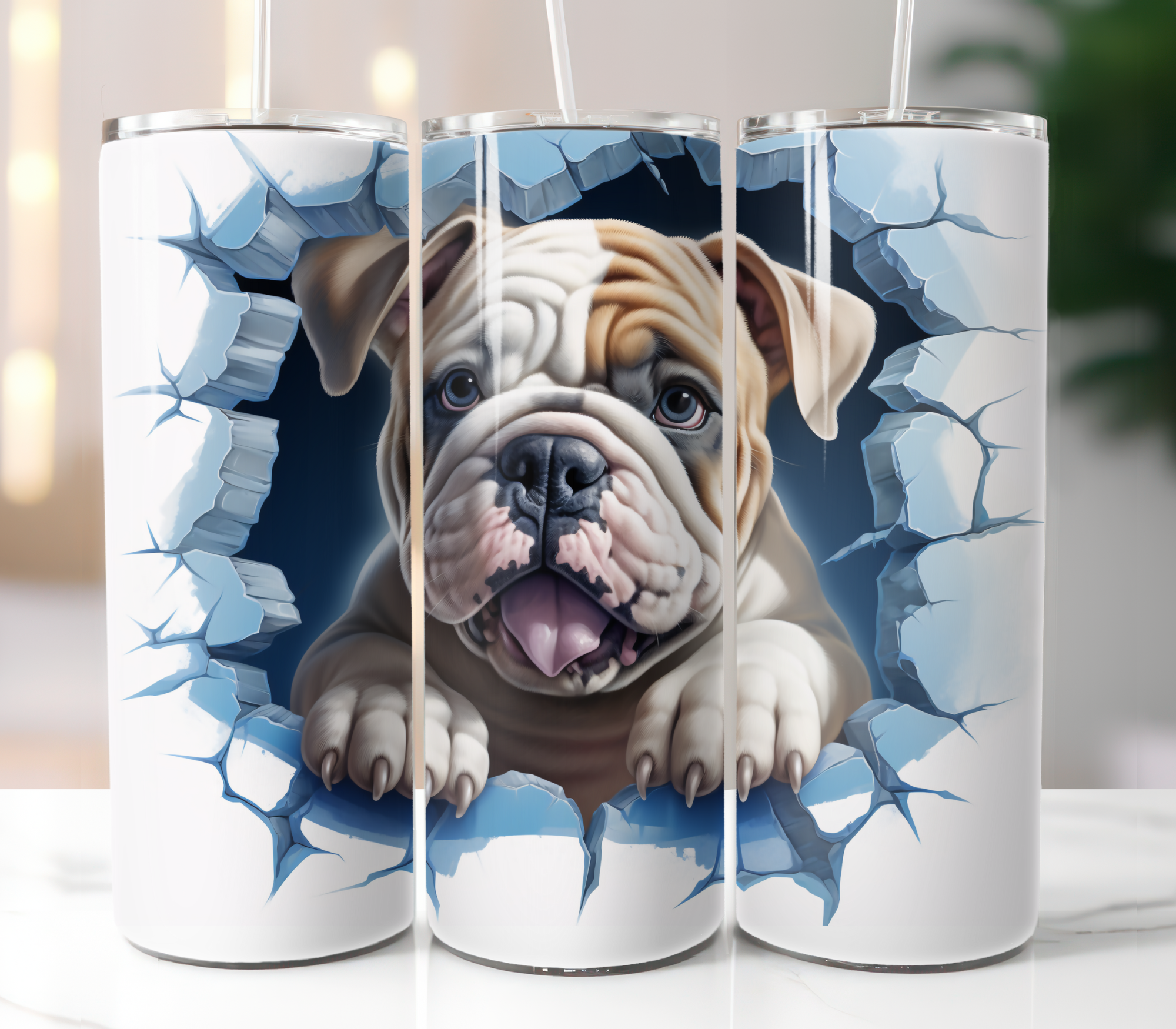 3D bulldog tumbler