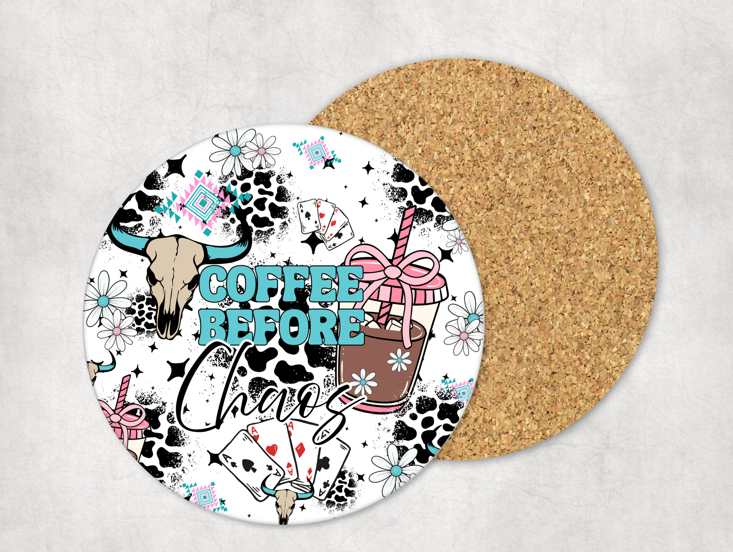 Coffee Before Chaos Mug Coaster