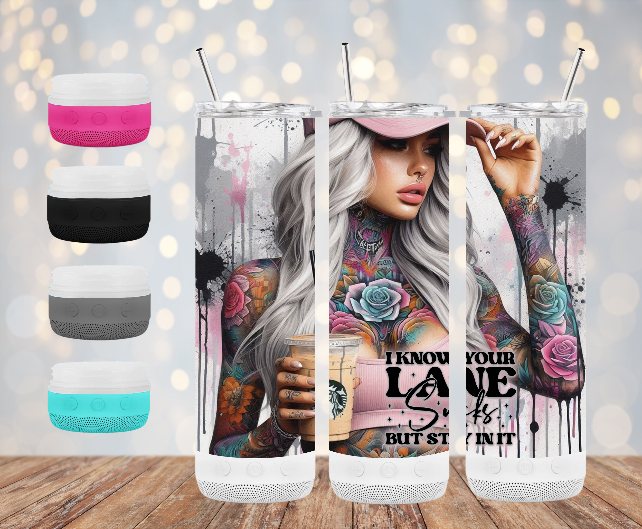 20oz Stay in Your Lane Wireless Speaker Tumbler