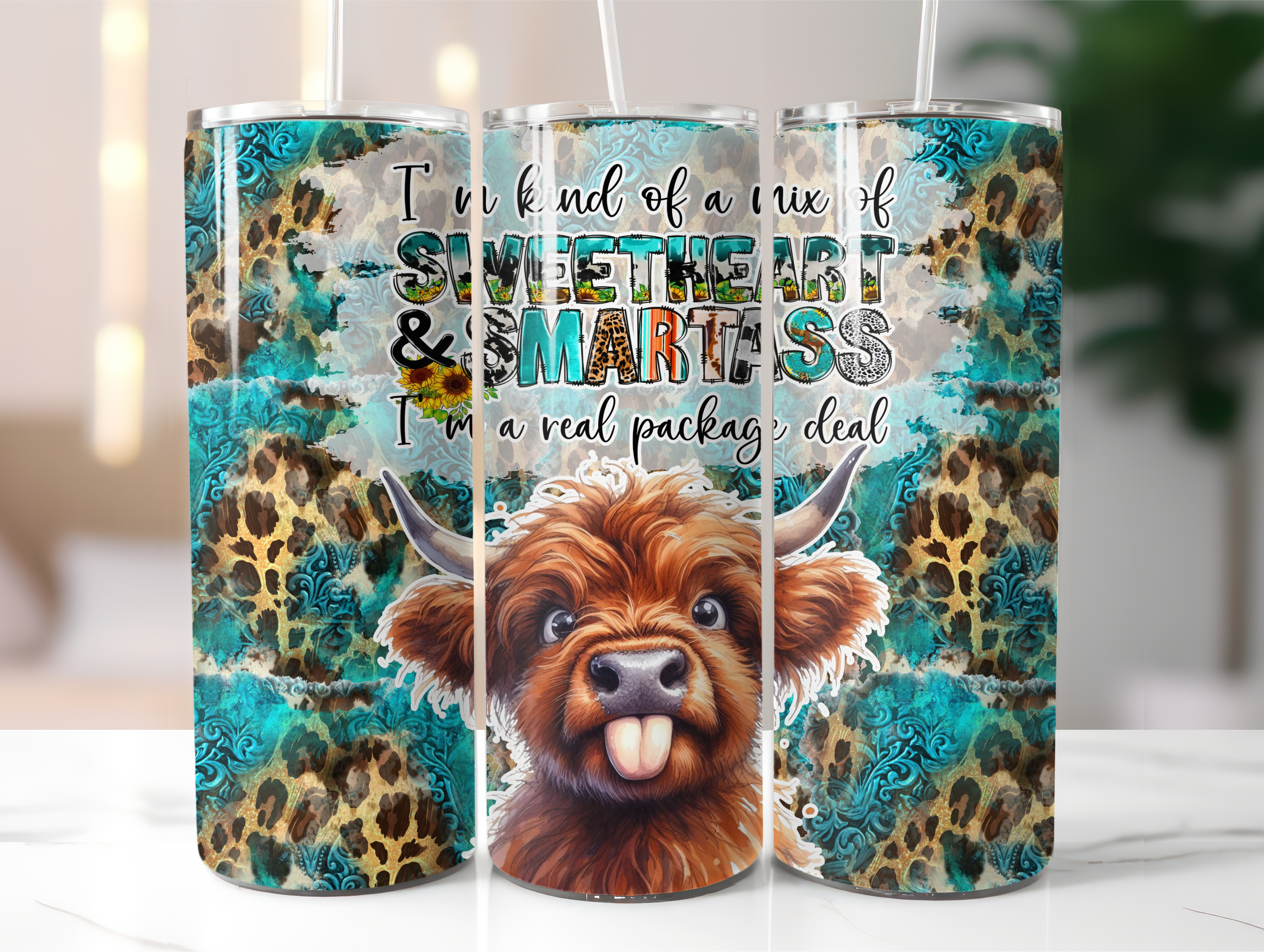 Sweet and smart highland cow tumbler