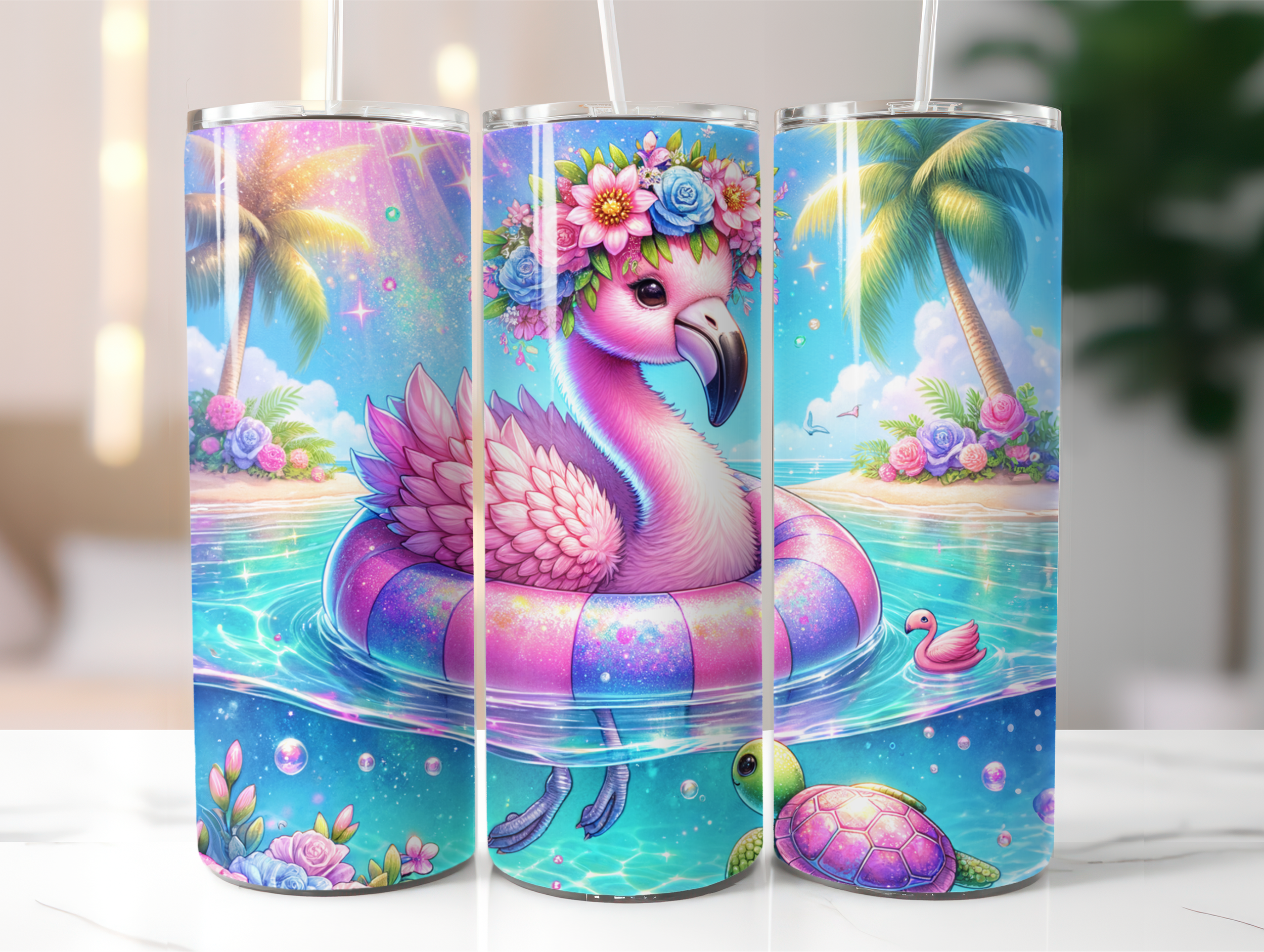 Summer flamingo tumbler