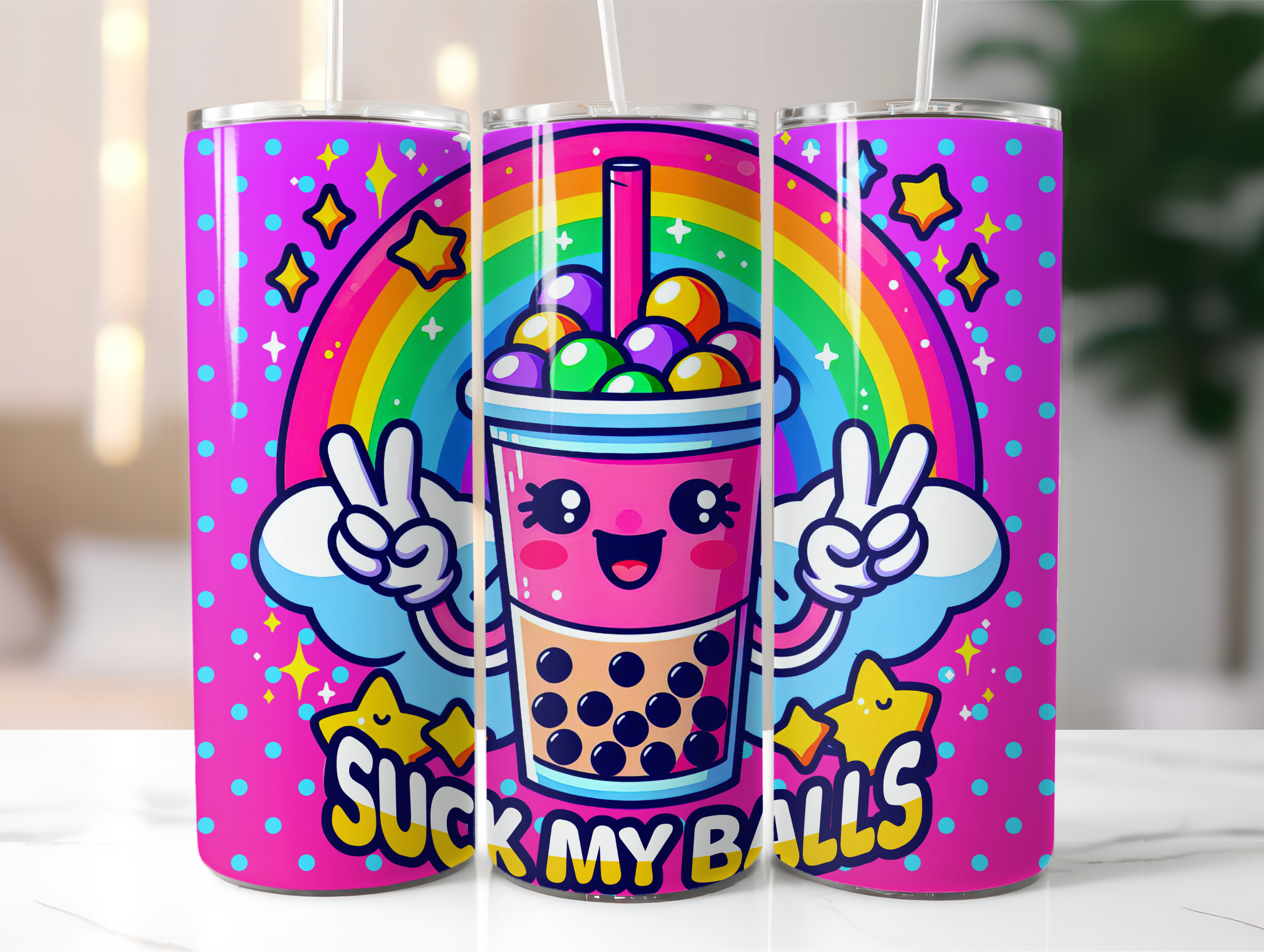 purple s*ck my balls tumbler