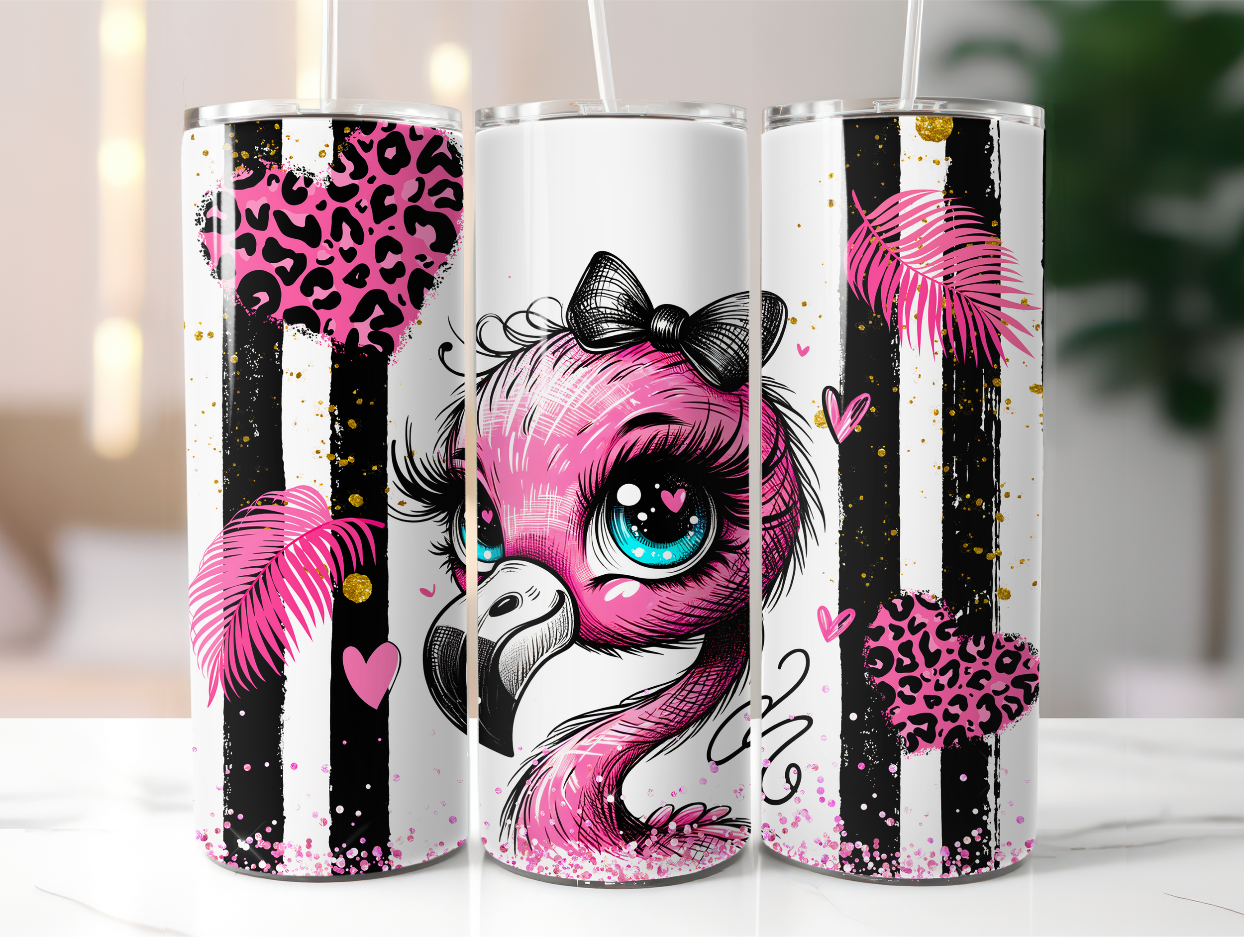 Cute pink flamingo tumbler