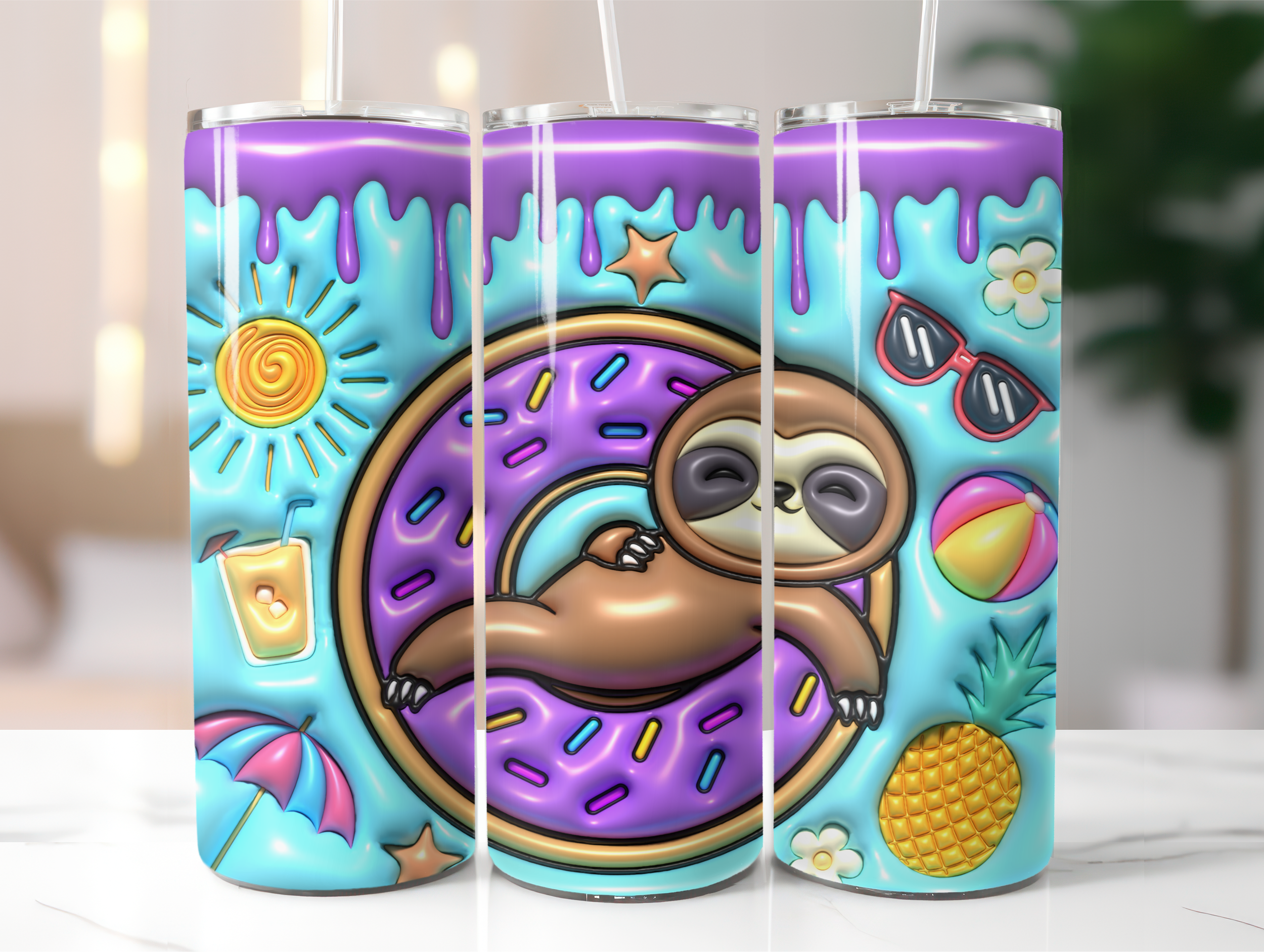 Summer sloth tumbler