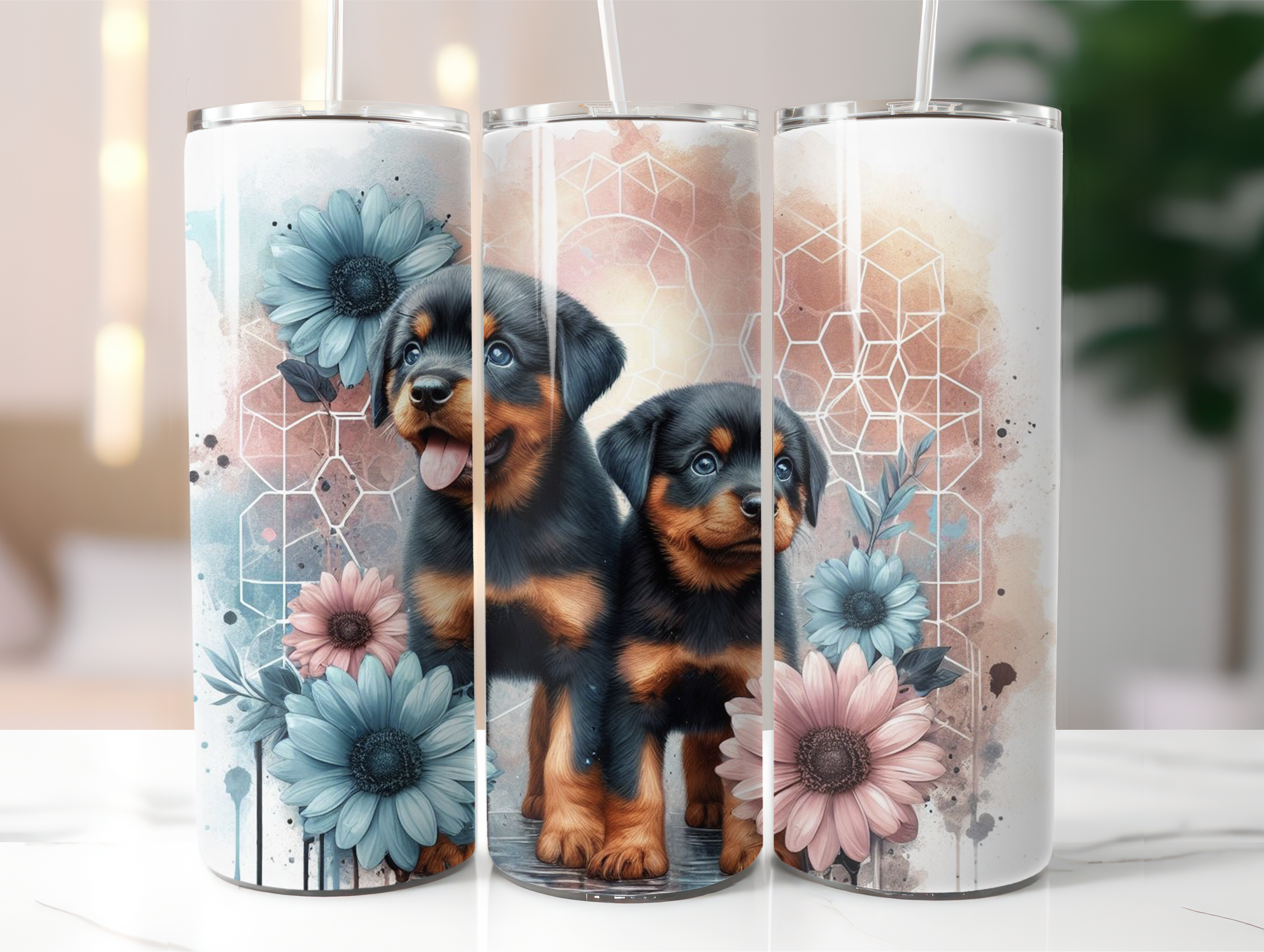 Rottweiler flower tumbler