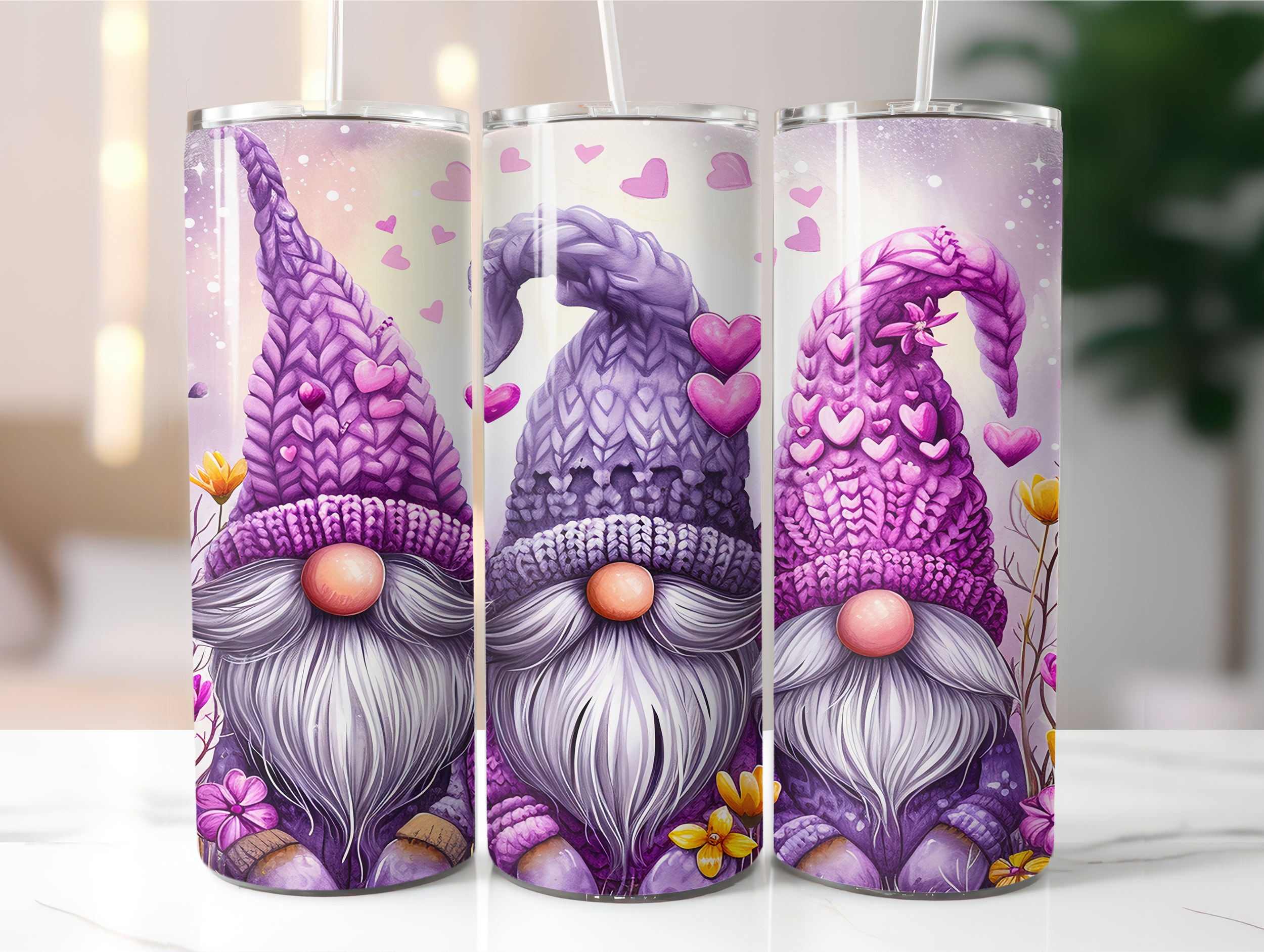 Three purple gnomes tumbler