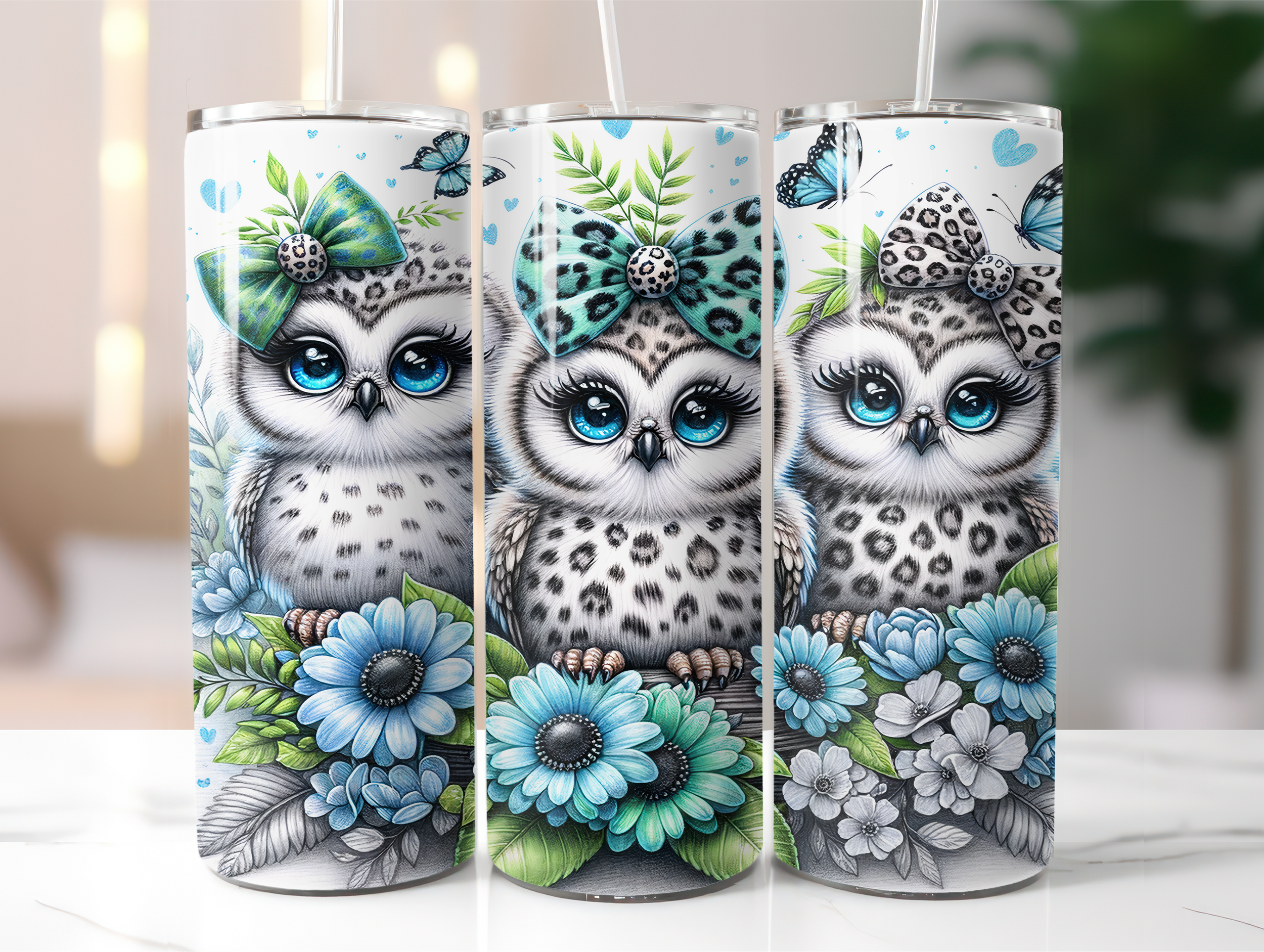 Three cute baby owls tumbler