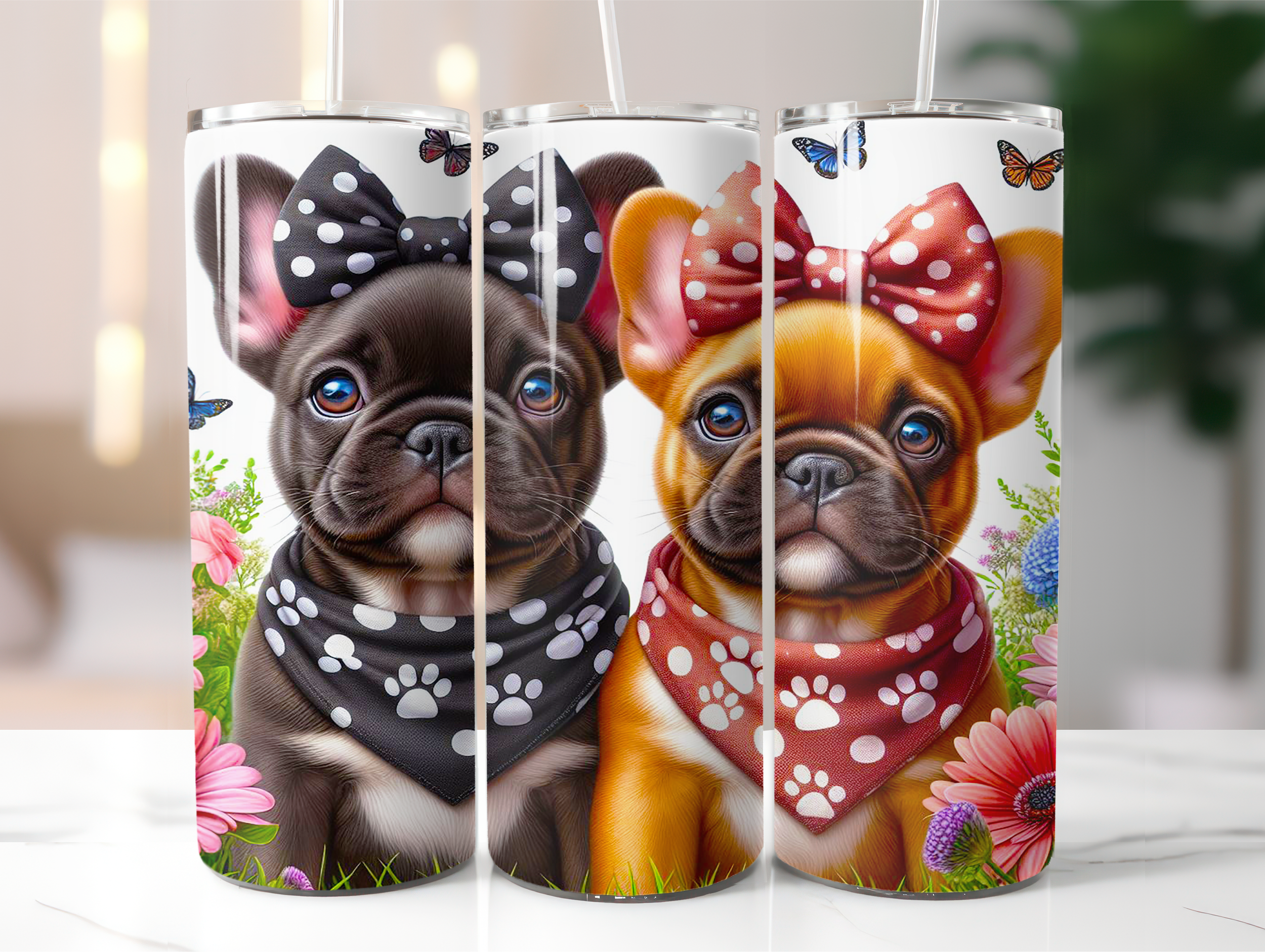 French bulldogs with bows tumbler