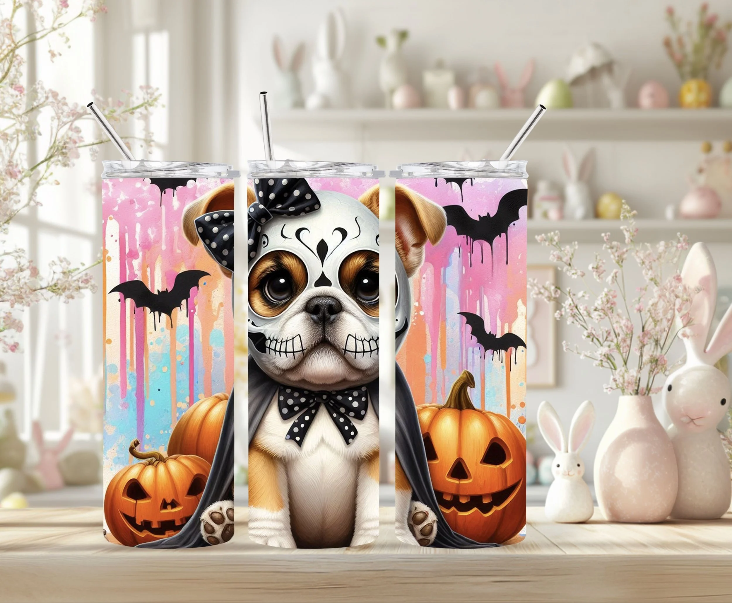 20oz Halloween bulldog tumbler