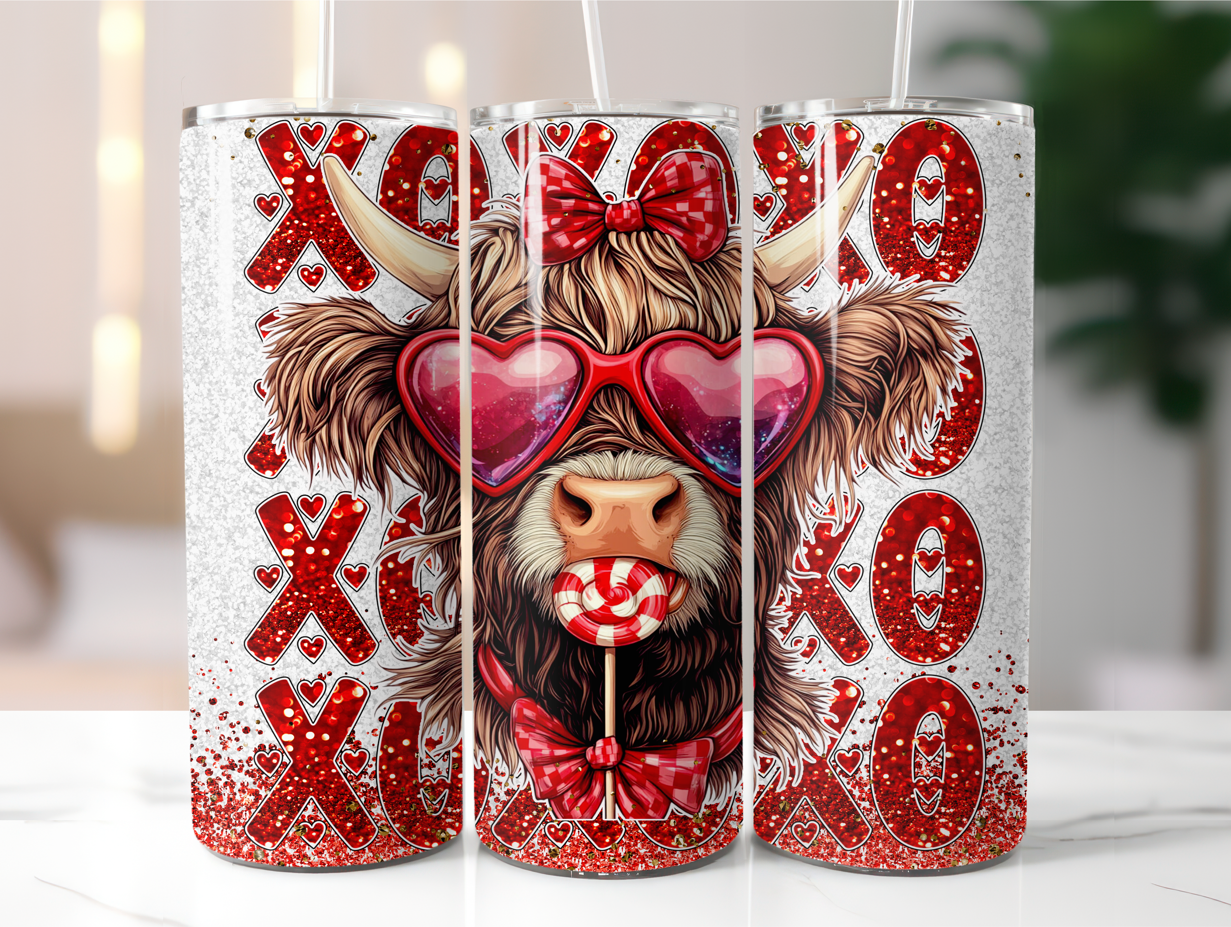 Xoxo highland cow tumbler