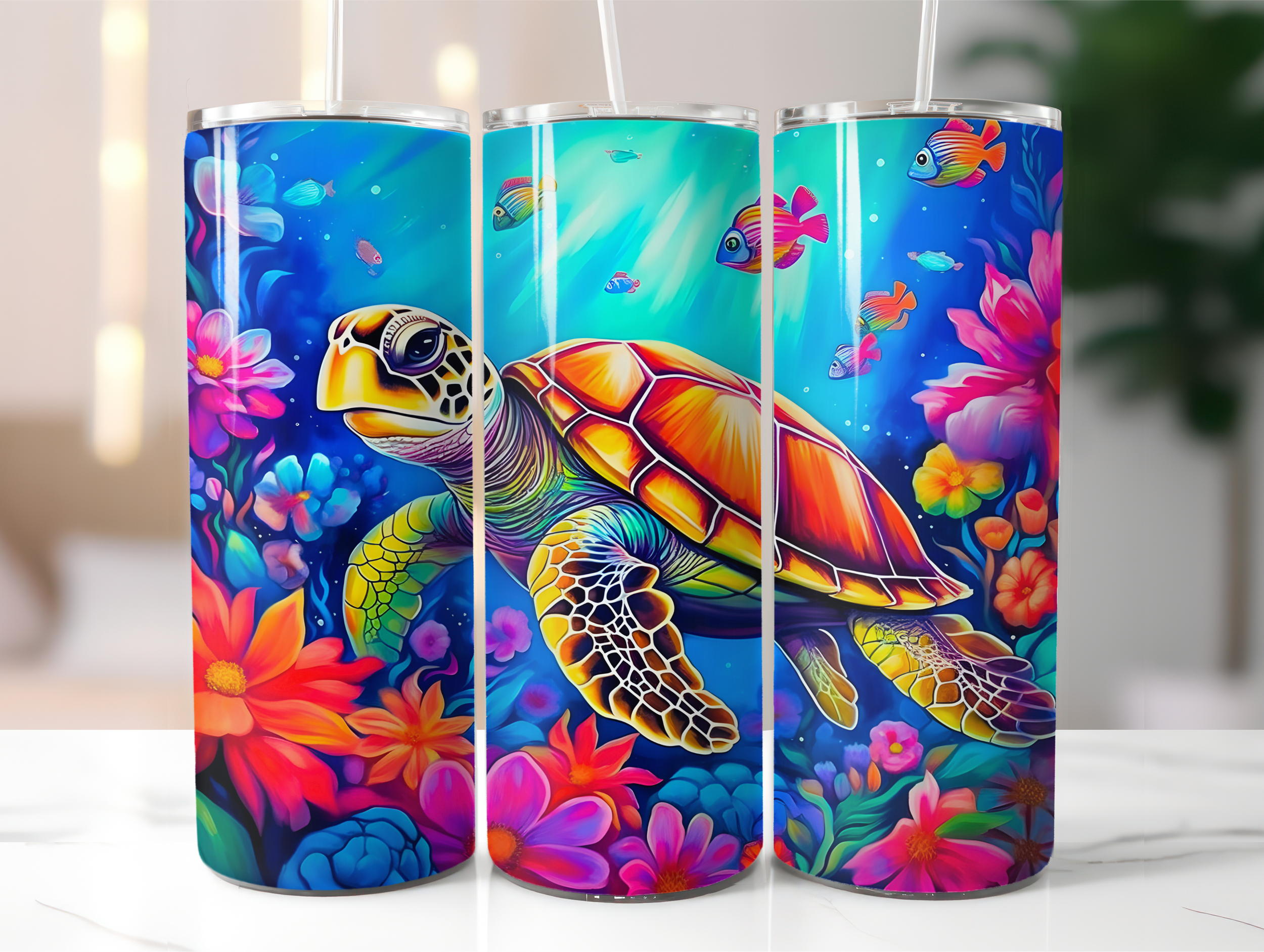 Colorful turtle tumbler