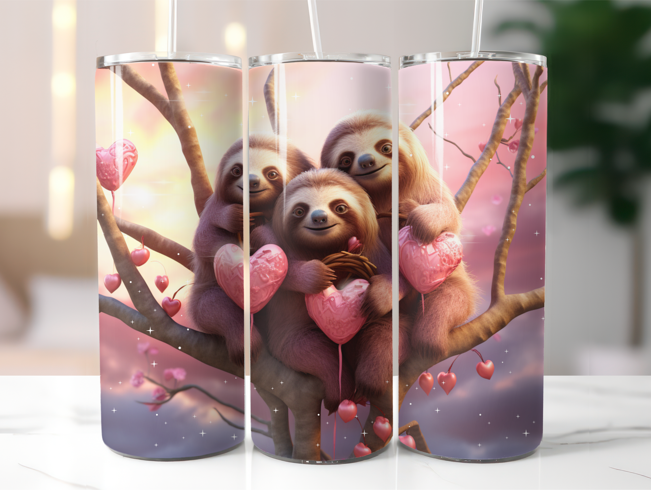 Three love sloths tumbler