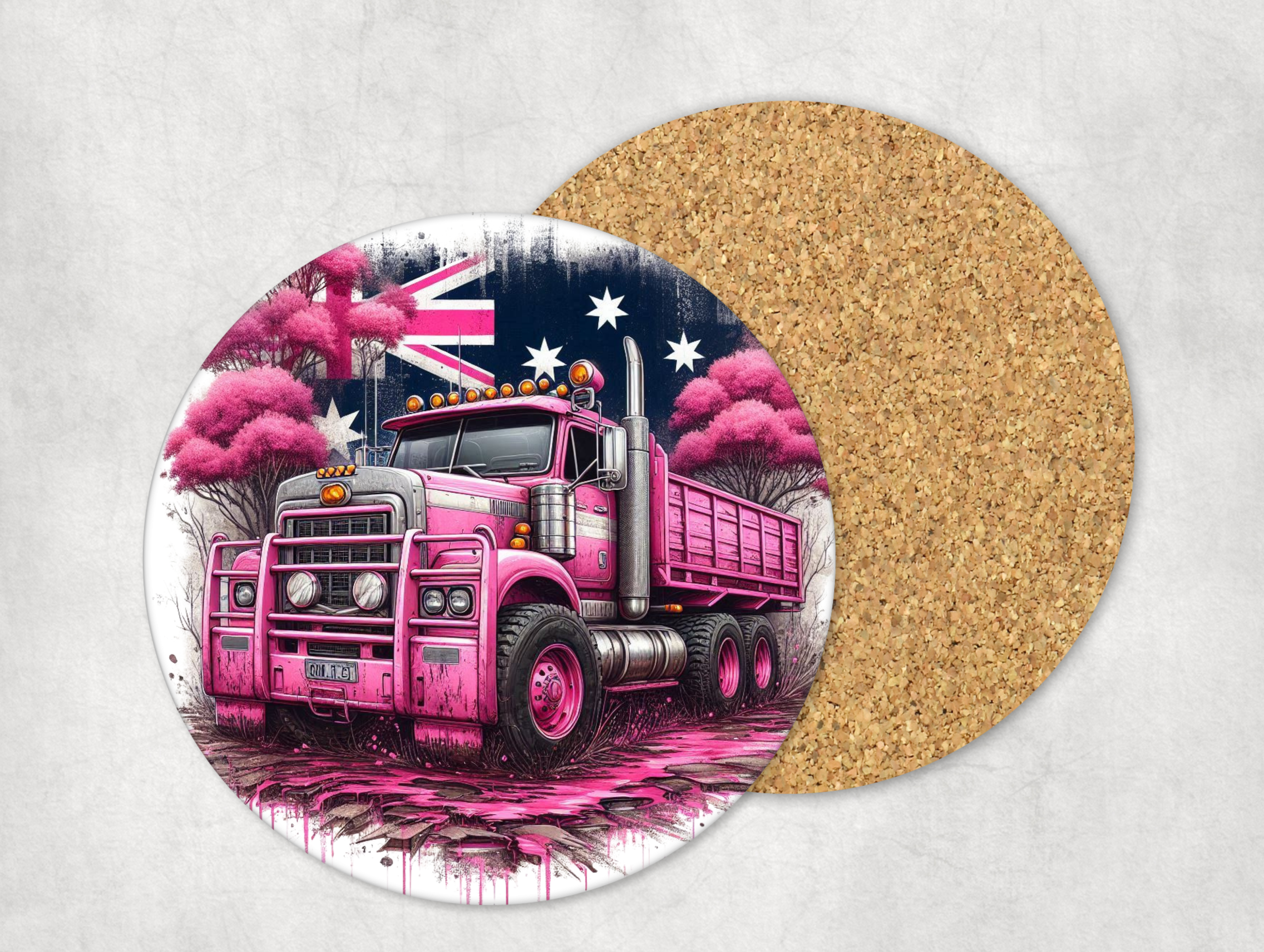Pink Truck Mug Coaster