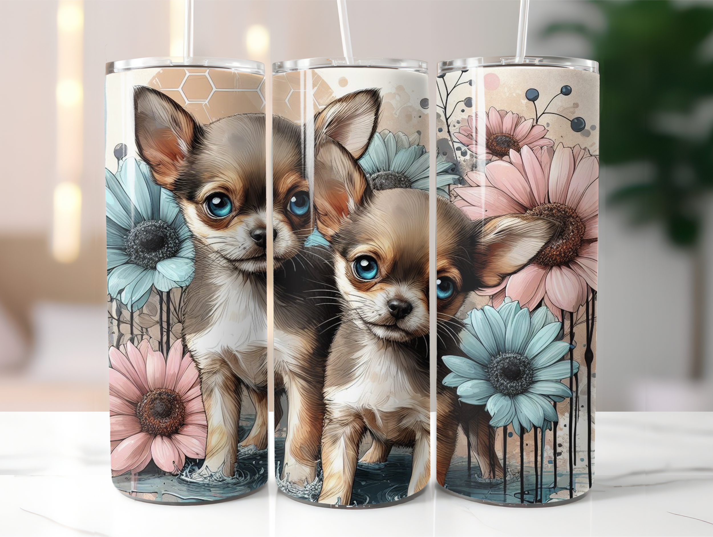 Flowers chihuahua tumbler