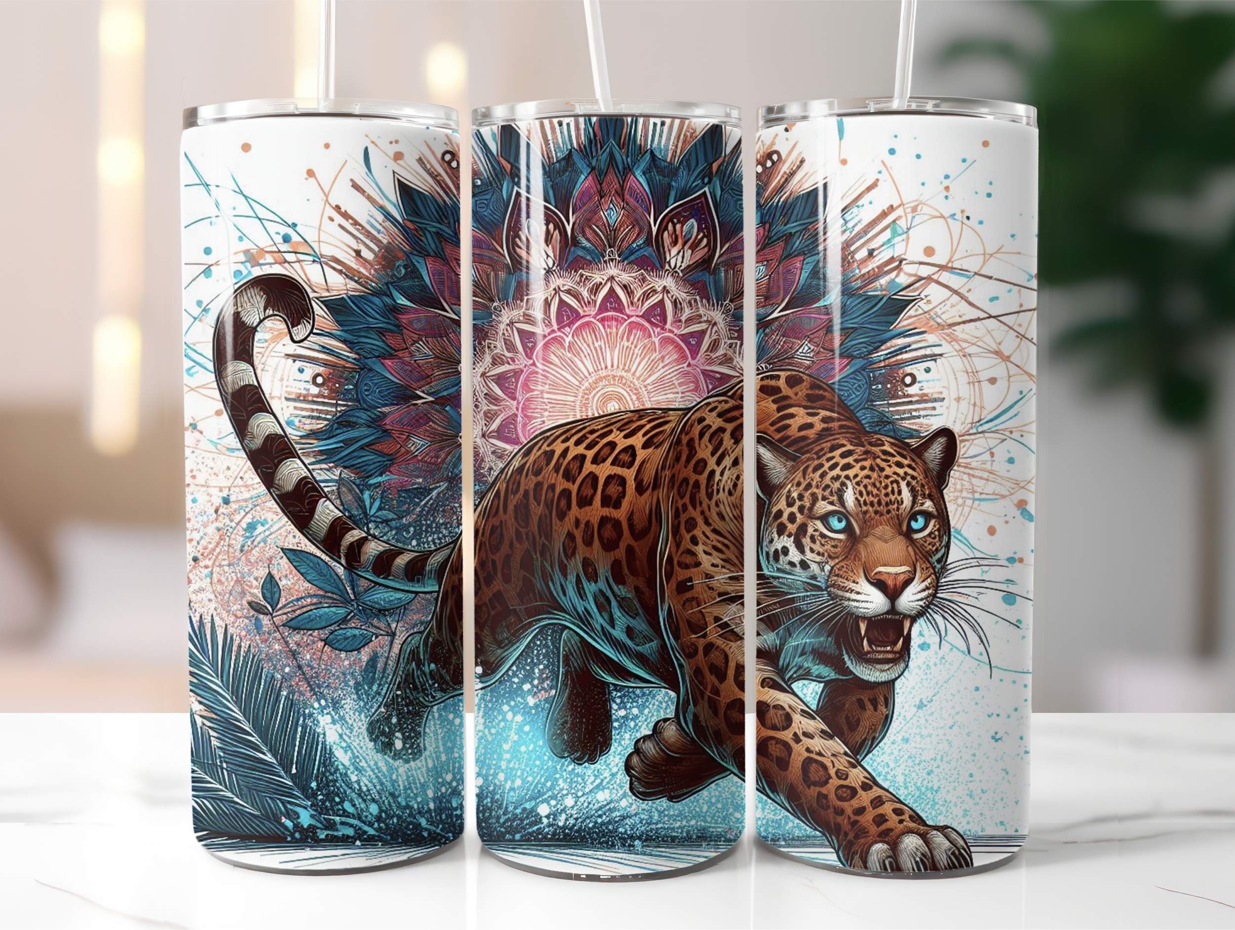 Lion tiger cheetah tumbler