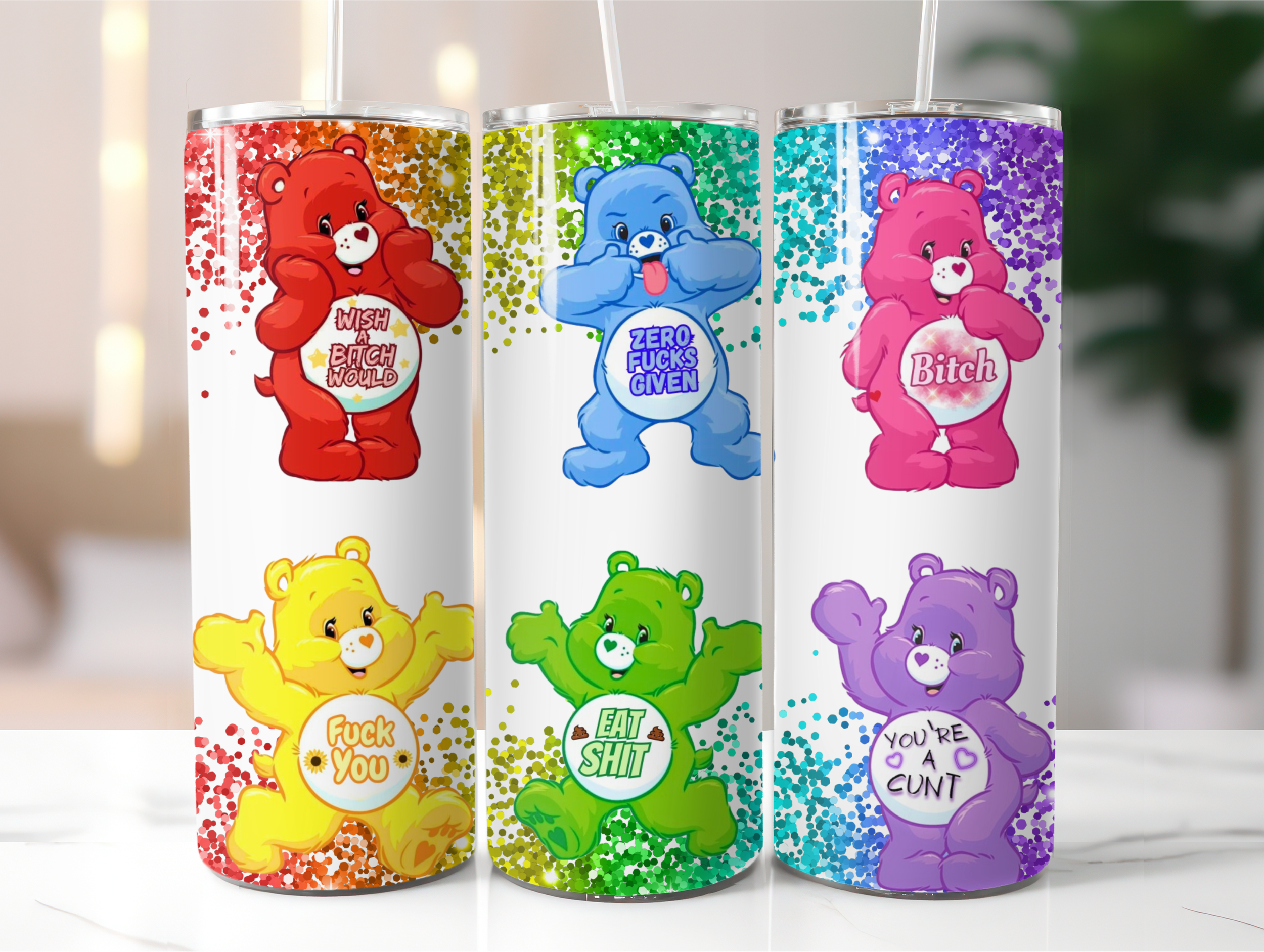 Sparkly naughty bear tumbler