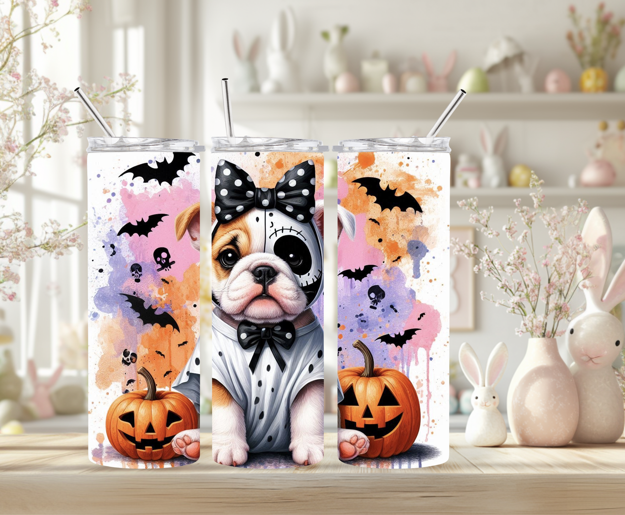 20oz Halloween bulldog tumbler
