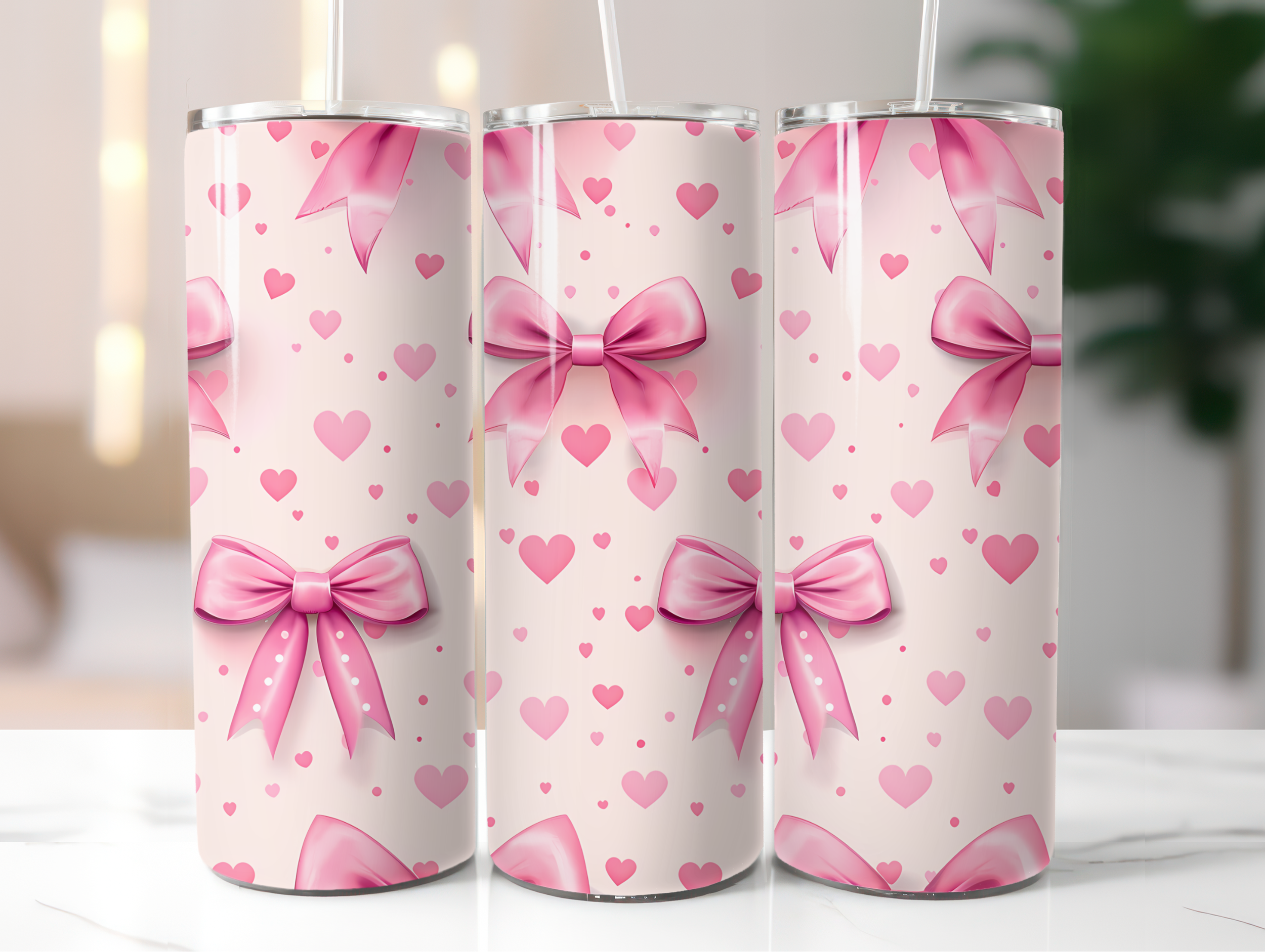 Pink bow tumbler