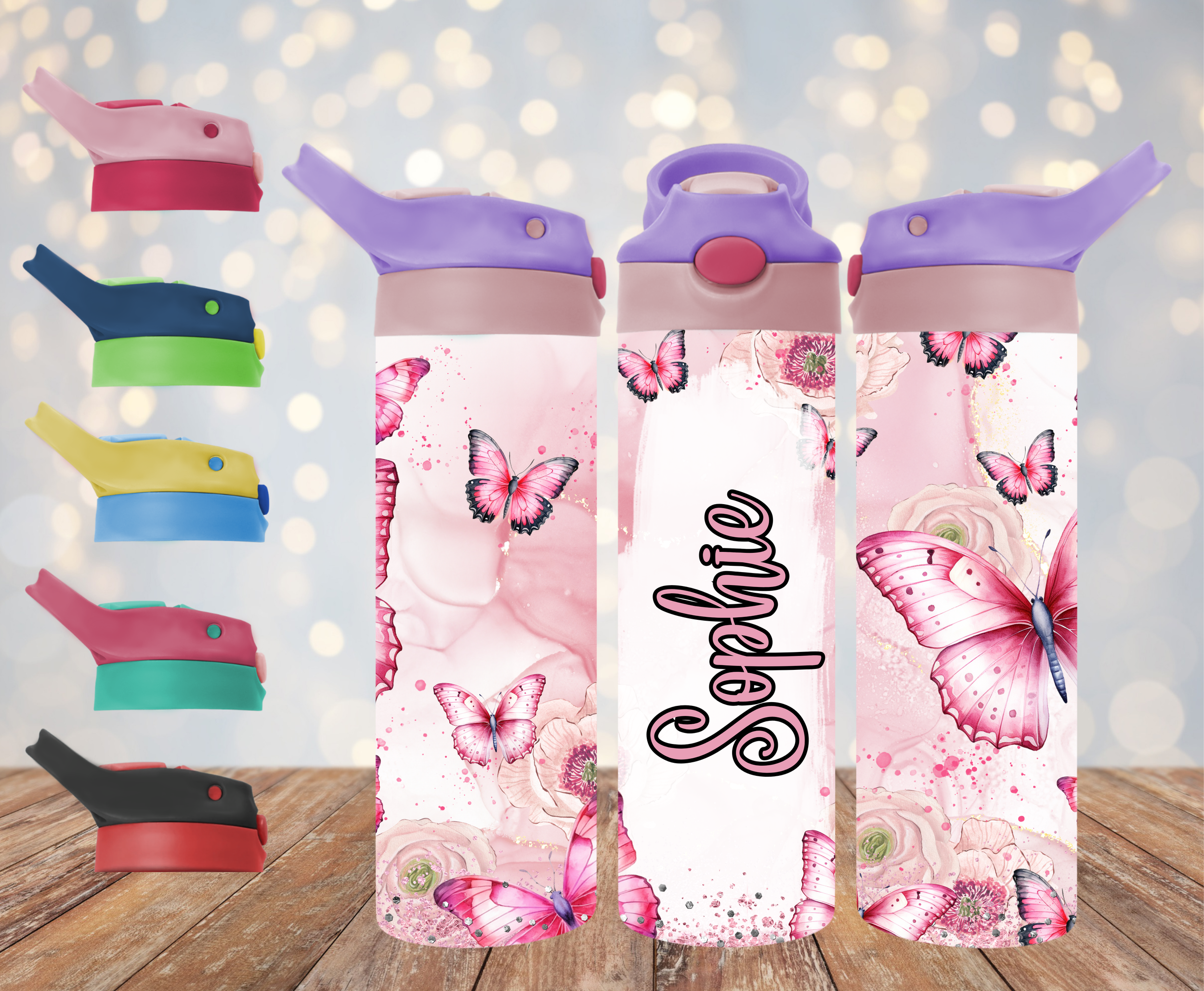 20oz Customisation Butterfly Kids Drink Bottle