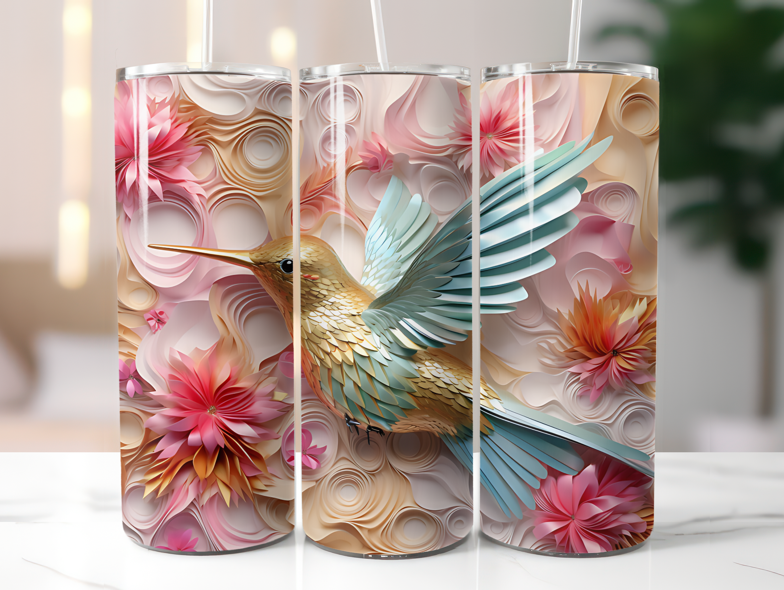 Gold 3D Hummingbird