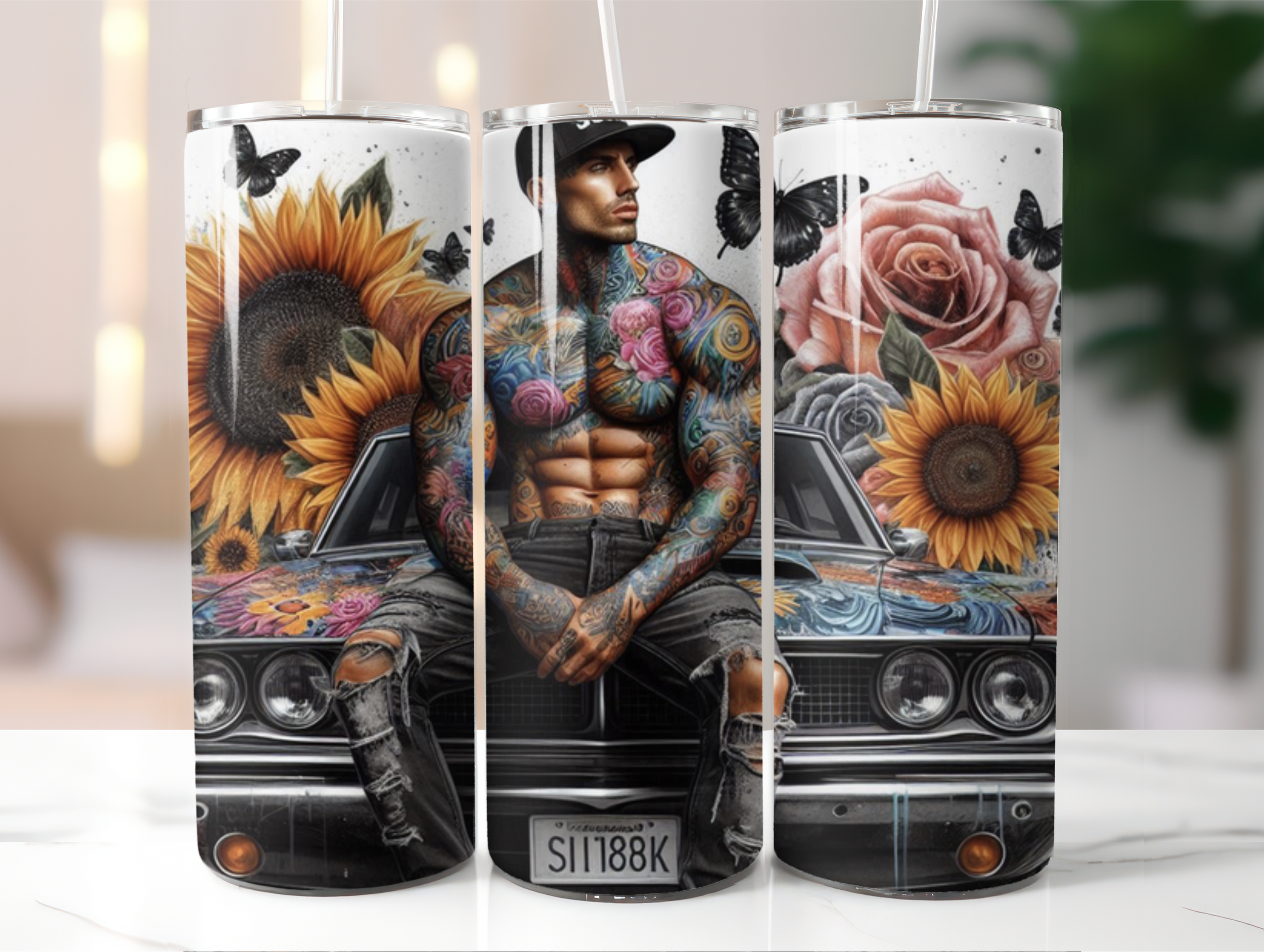 Tattoo man tumbler