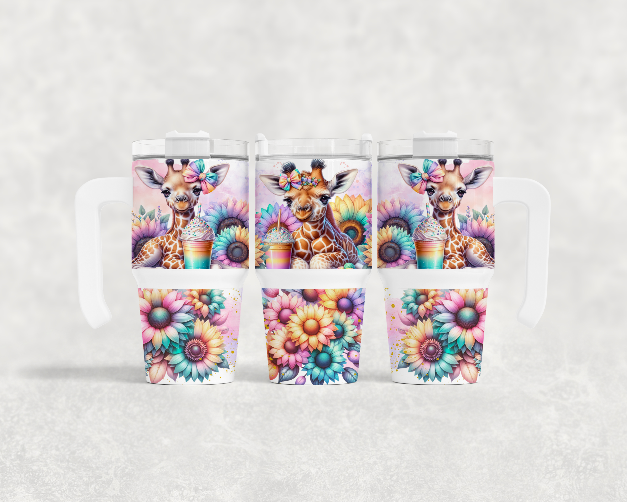 Baby Giraffe & Rainbow tumblers