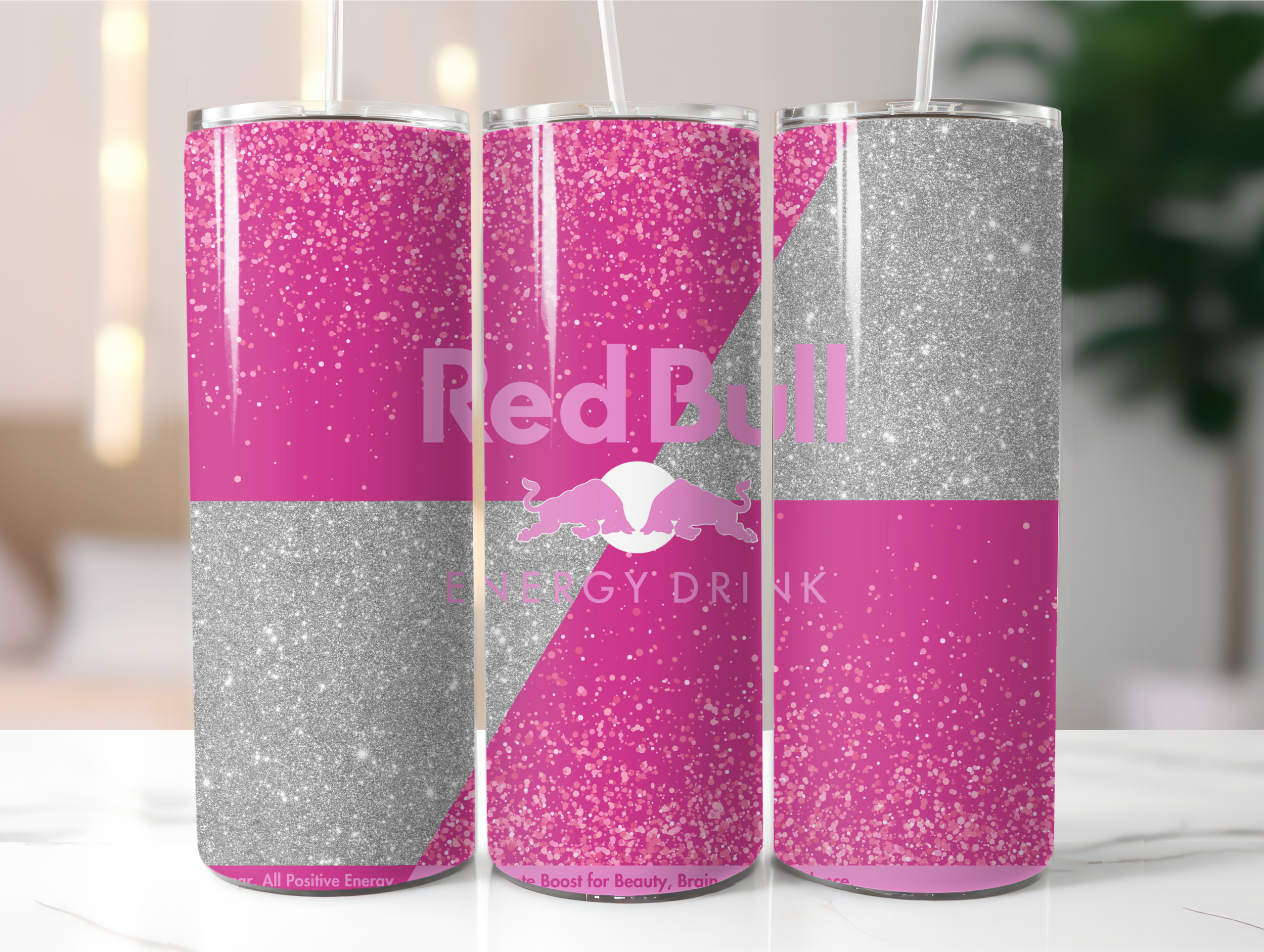 Dark pink energy drink tumbler
