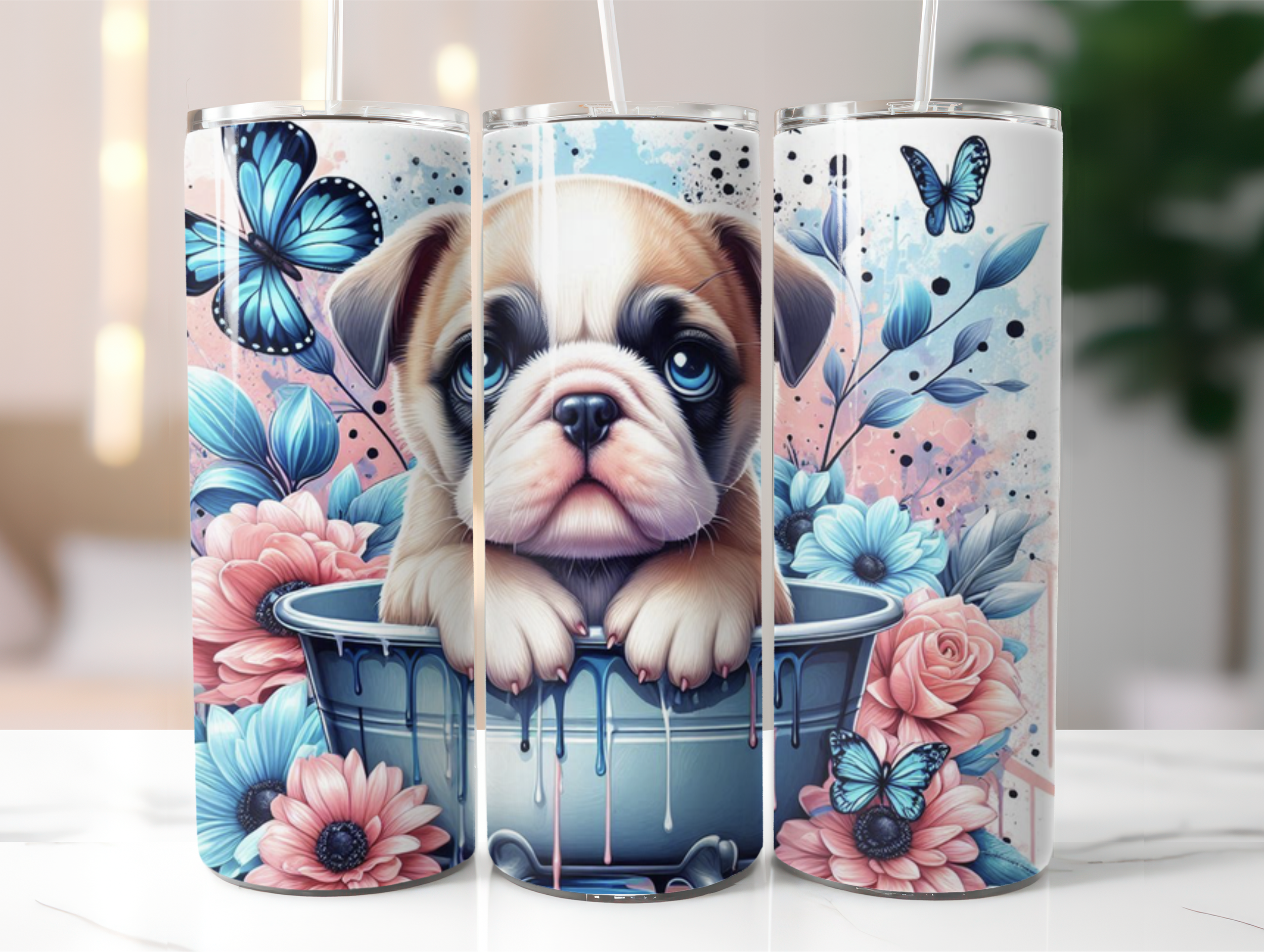 Flower bulldog tumbler