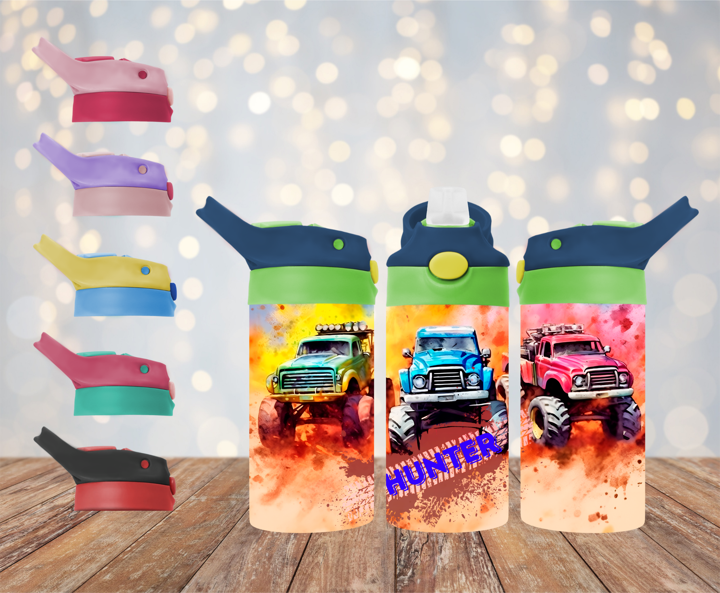 12oz Customisation/Normal Monster Trucks Kids Drink Bottle