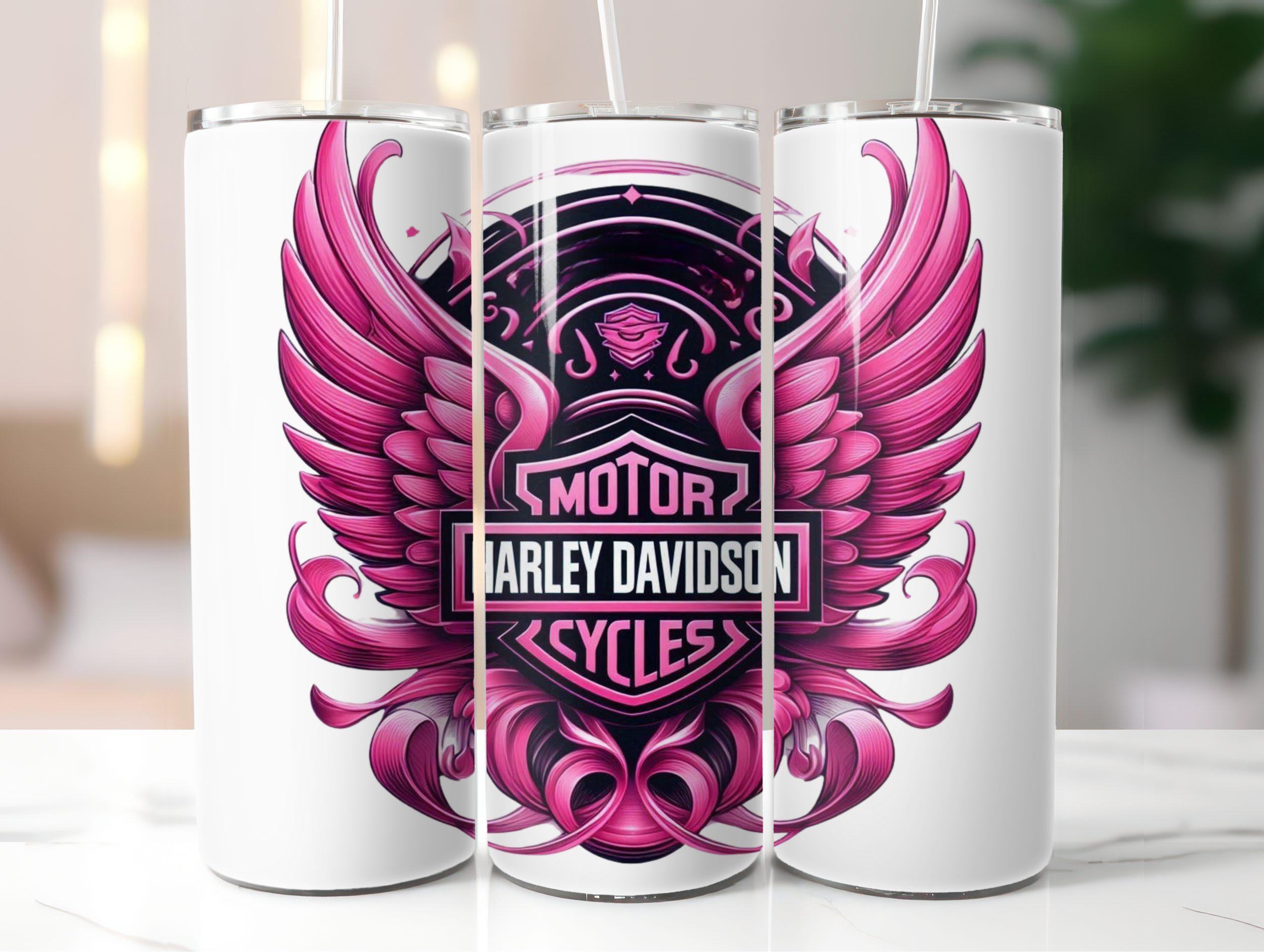 Pink Harley tumbler