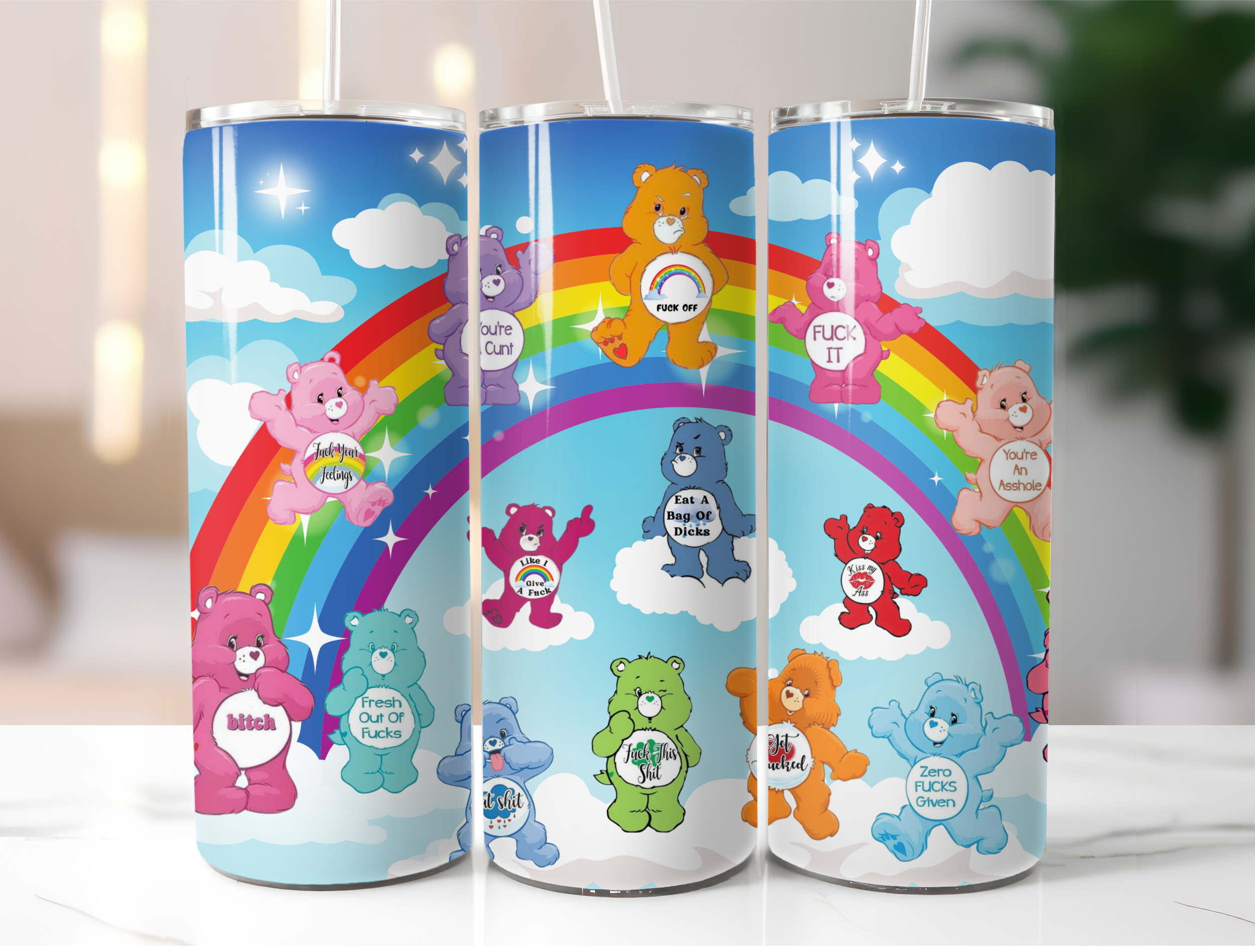 Rainbow swear bears tumbler