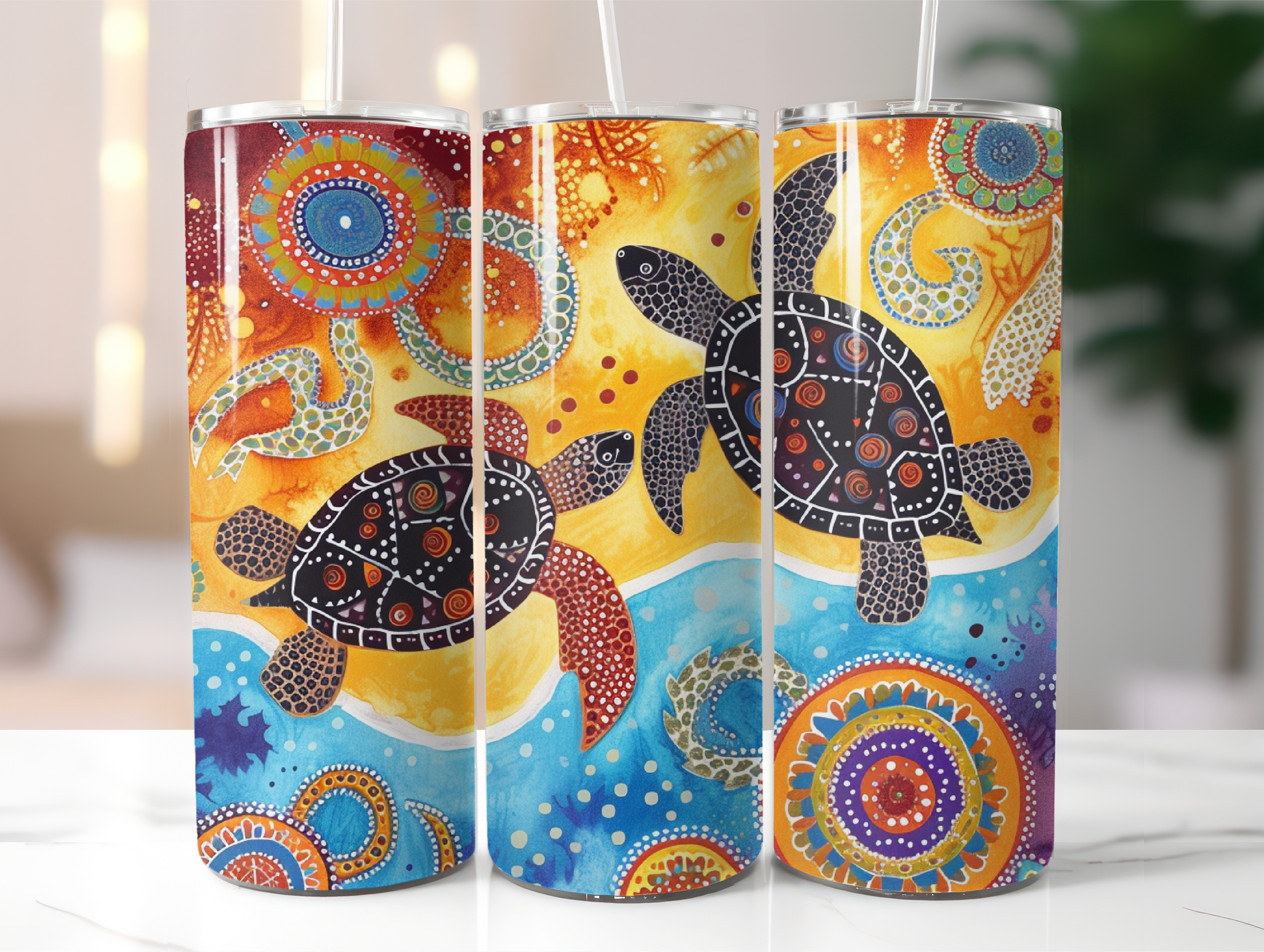 Aboriginal Deam time turtles tumbler