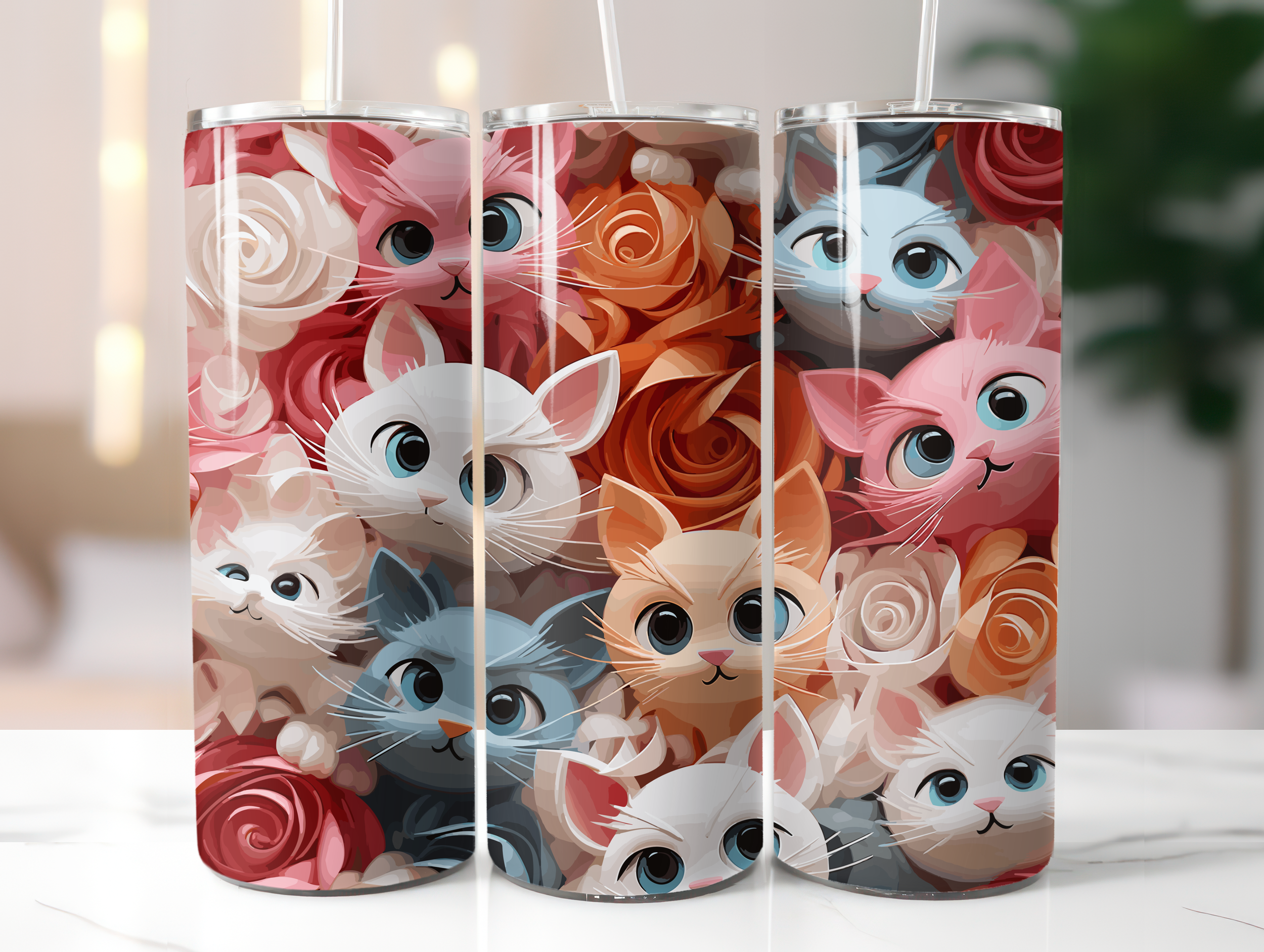 Cute 3D cat tumbler