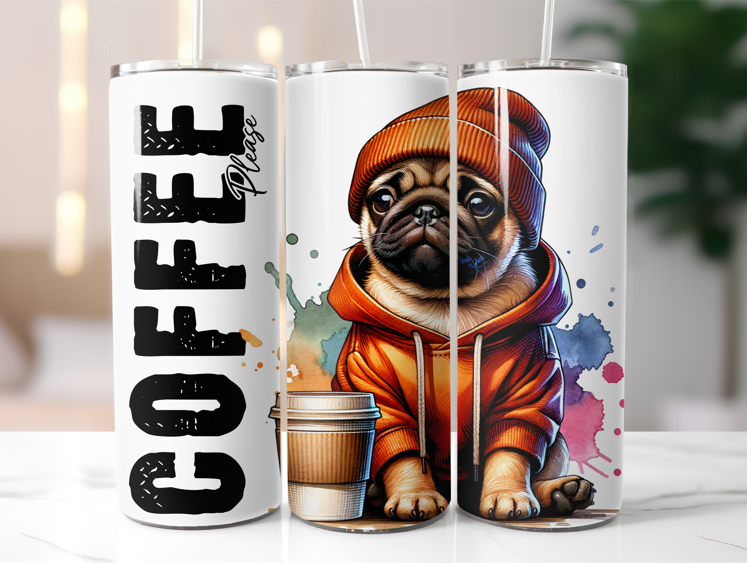 Pug coffee tumbler