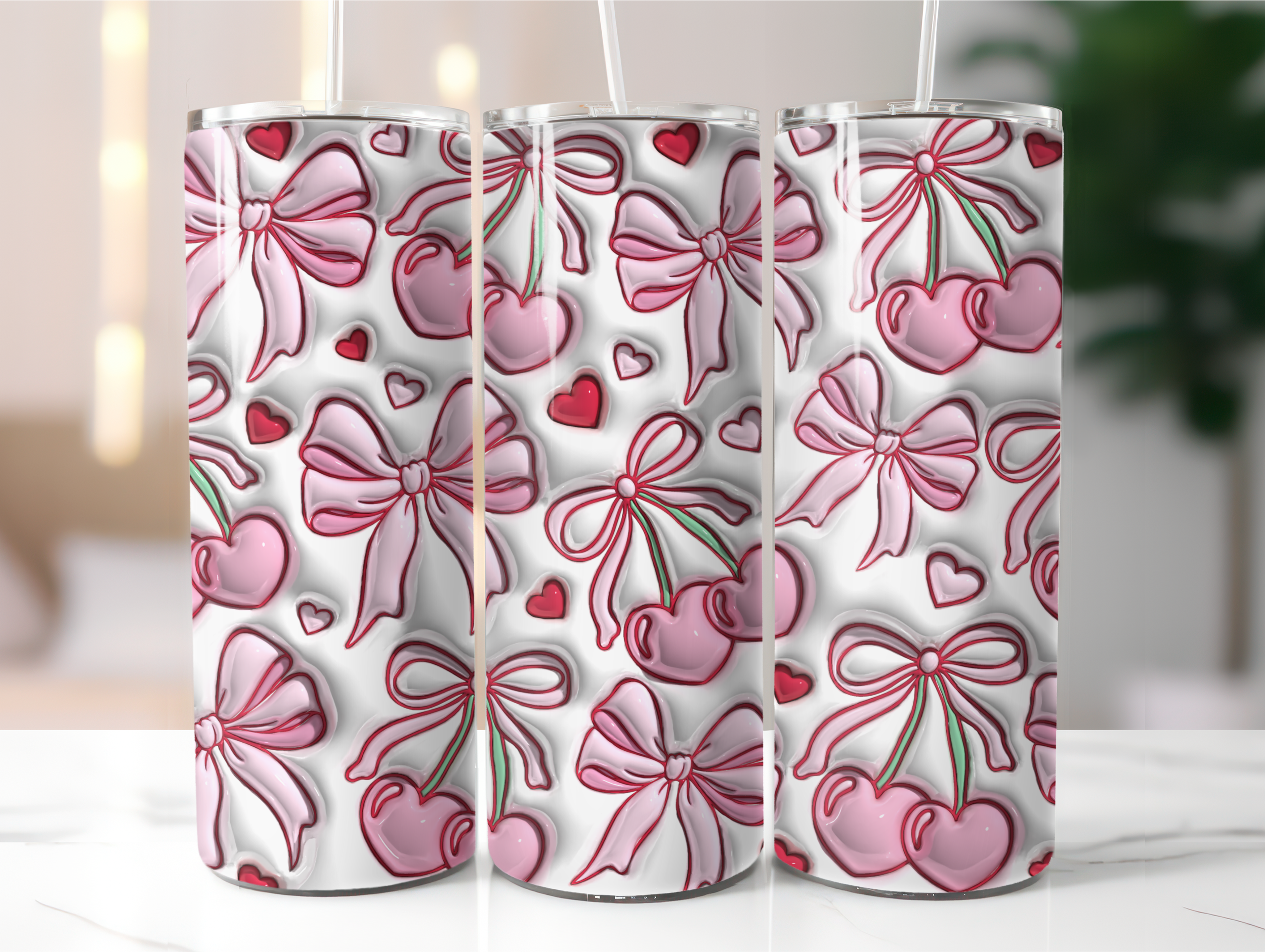 Pink bow tumbler