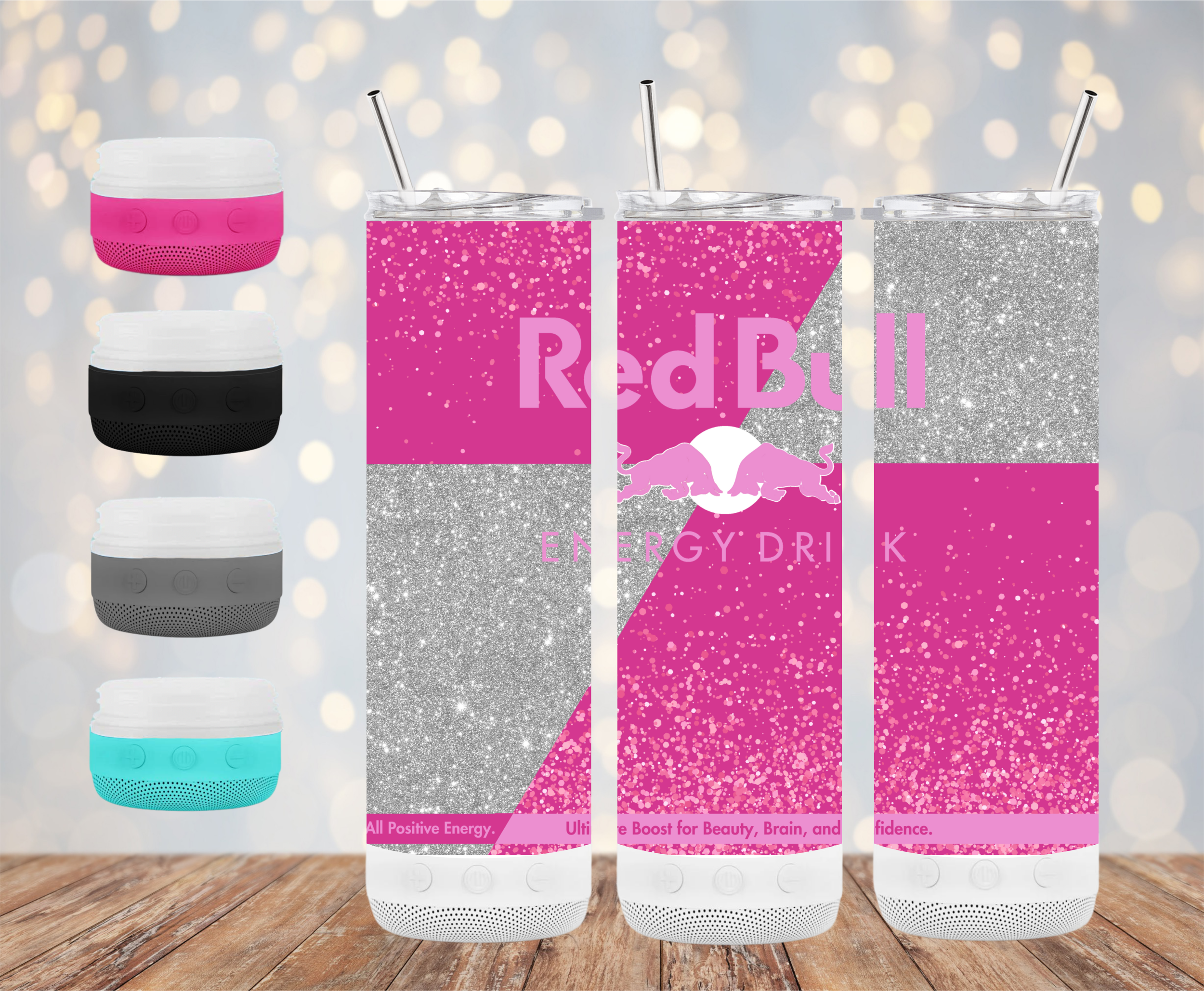 20oz Dark Pink Energy Drink Wireless Speaker Tumbler