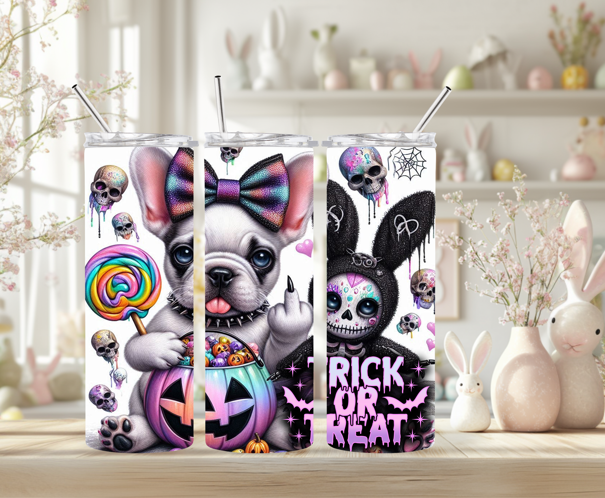 20oz Halloween french bulldog tumbler