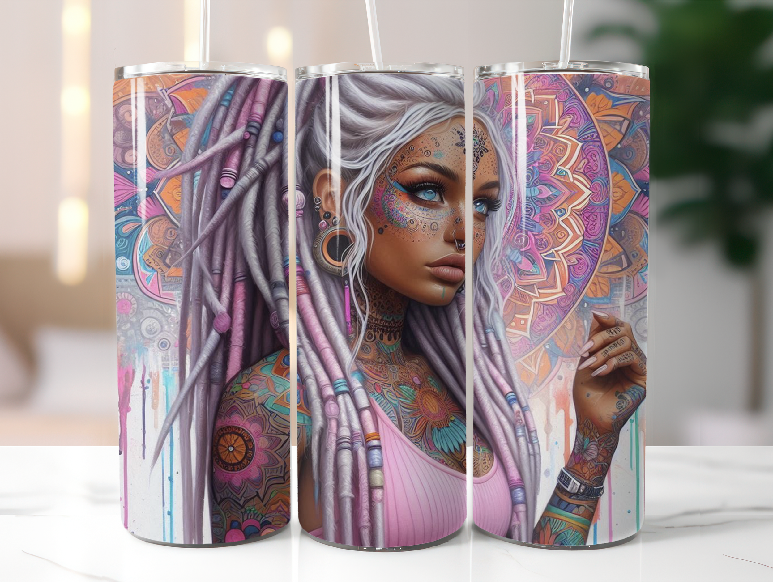 Dreadlocks tattoo girl tumbler